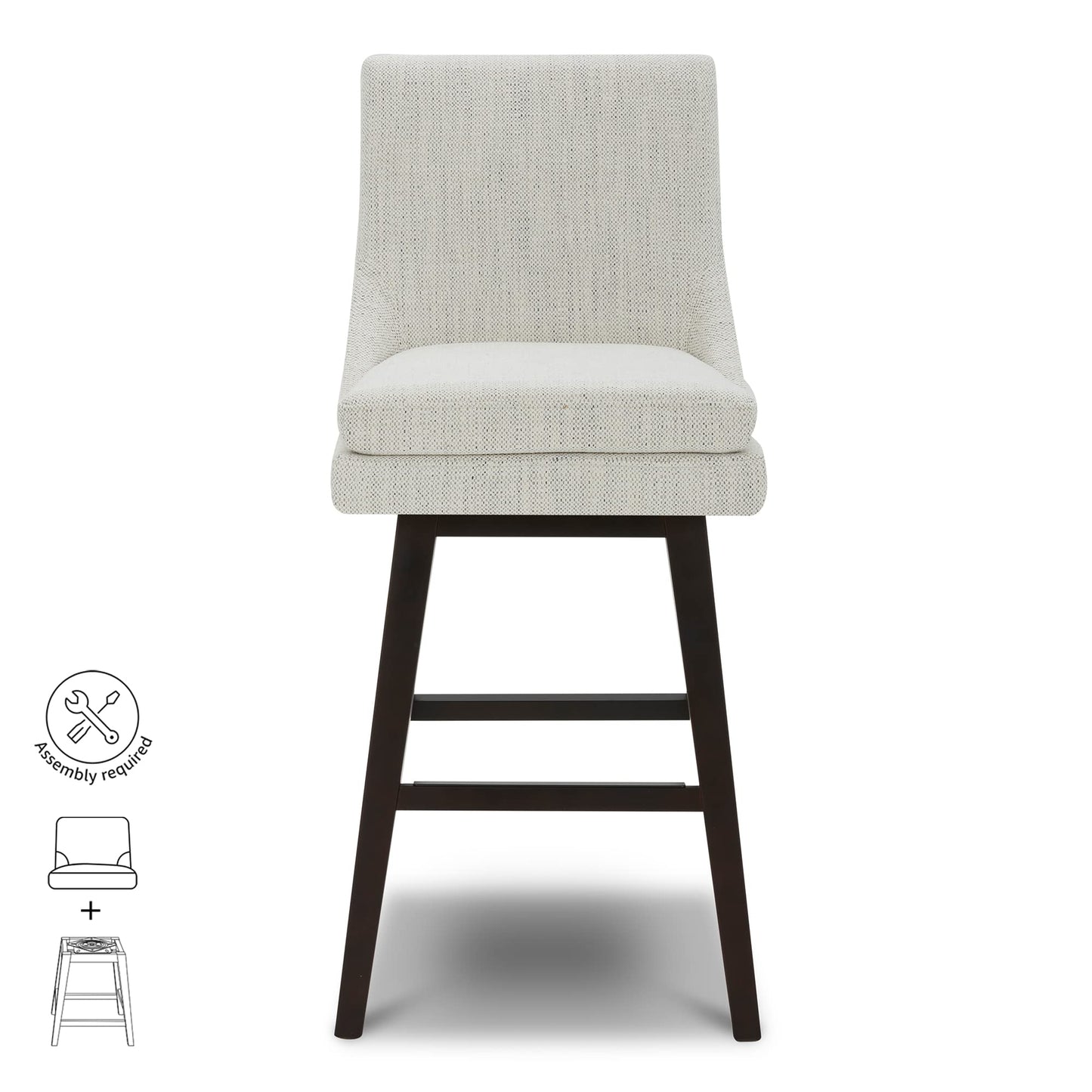 CHITA Bar Height Swivel Barstool with Back Set of 2, FSC Certified Upholstered Bar Stool, 30.7" H Seat Height, Fabric in Ivory