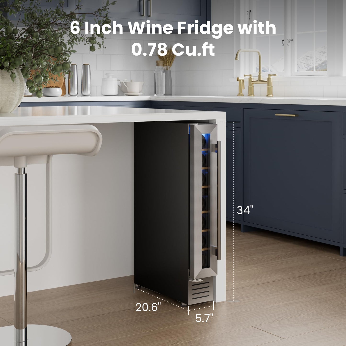 Yeego 24 Inch Wine Fridge Cooler - 52 Bottles Wine Cooler with Glass Door, 40-65℉ Built-In or Freestanding Refrigerator, Under Counter Wine Fridge for Kitchen Bar Office (Left-Hinged)