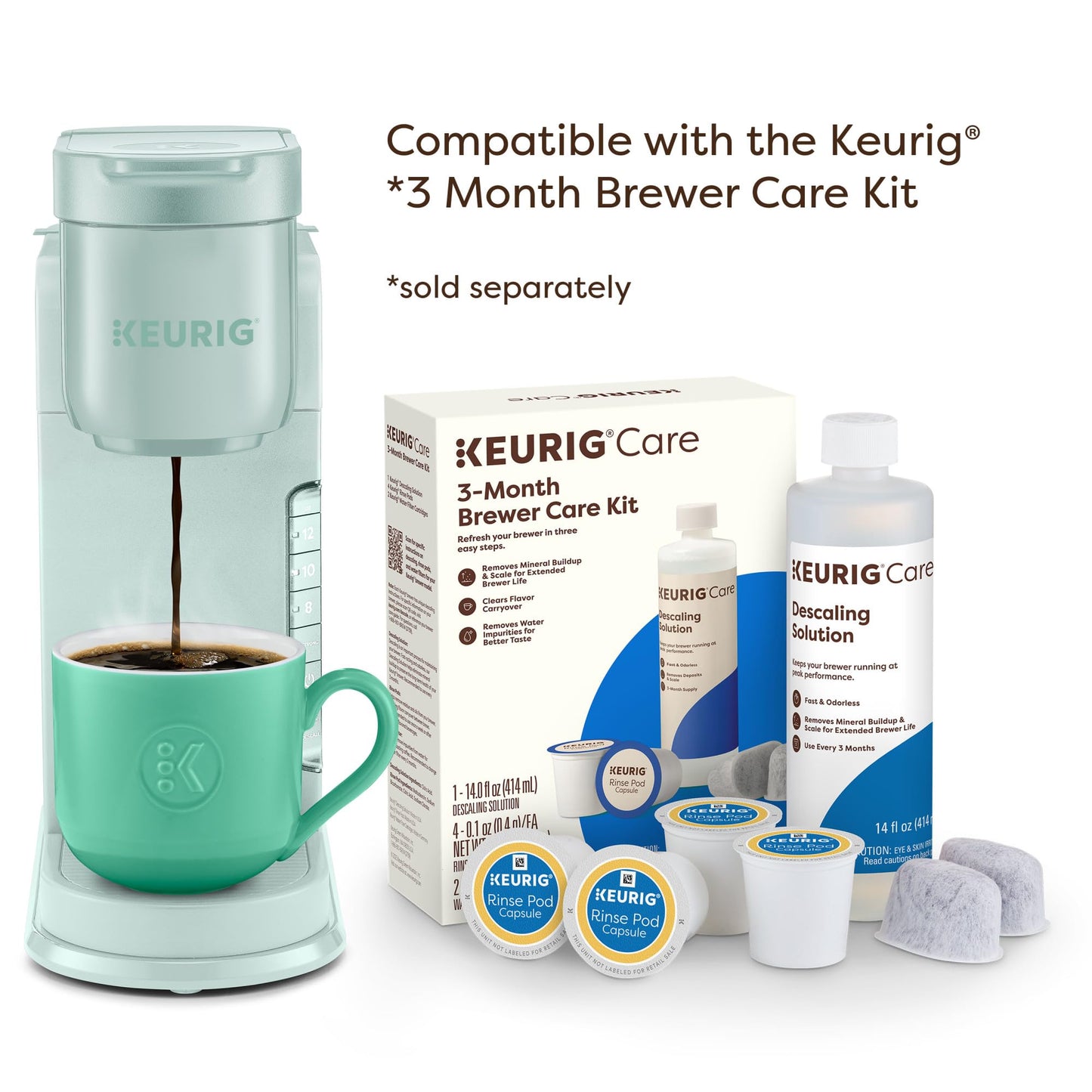 Keurig K-Express Single Serve K-Cup Pod Coffee Maker, 3 Brew Sizes, Strong Button Feature, 42oz Removable Reservoir, Mint