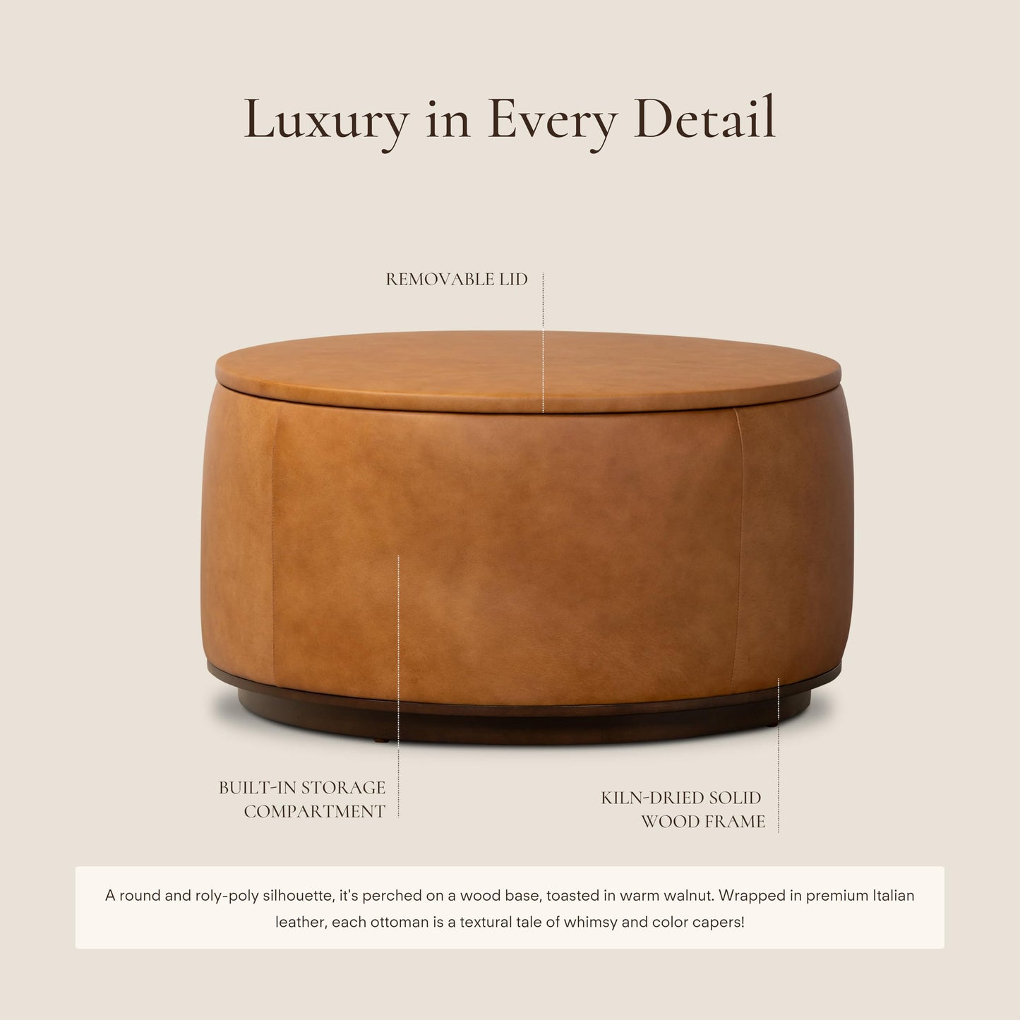 POLY & BARK Essex 89” Full-Grain Italian Leather Sofa – Tufted Back, Feather-Down Comfort, Solid Wood Frame, Cognac Tan