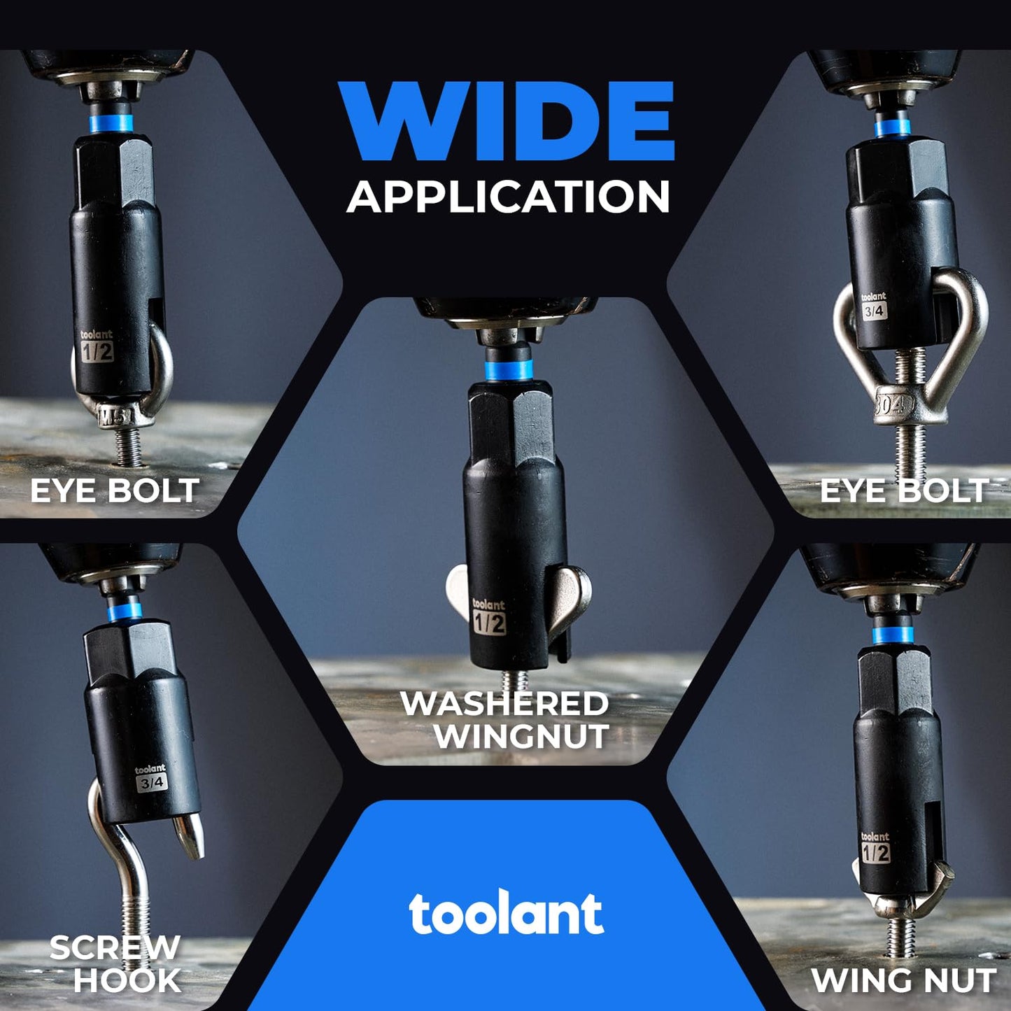 toolant Impact Magnetic Nut Driver Set, 38pcs Impact Driver Bit Set, Deep Nut Driver Set, Impact Socket Adapters, Wing Nut Driver, Bit Extension, 1/4'' Quick Change