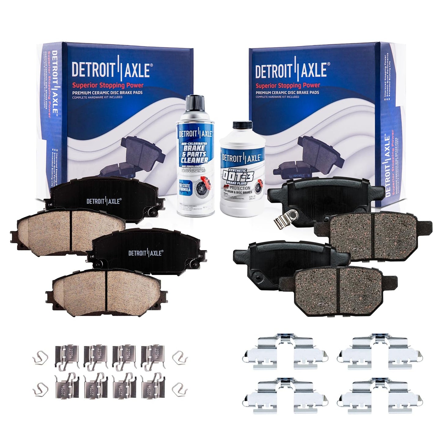 Detroit Axle - Rear Brake Pads for 2019-2024 Chevy Silverado 1500 GMC Sierra 1500, 2021-2024 Tahoe Suburban Yukon XL Cadillac Escalade ESV, Canyon LYRIQ Colorado, Ceramic Brake Pads with Hardware