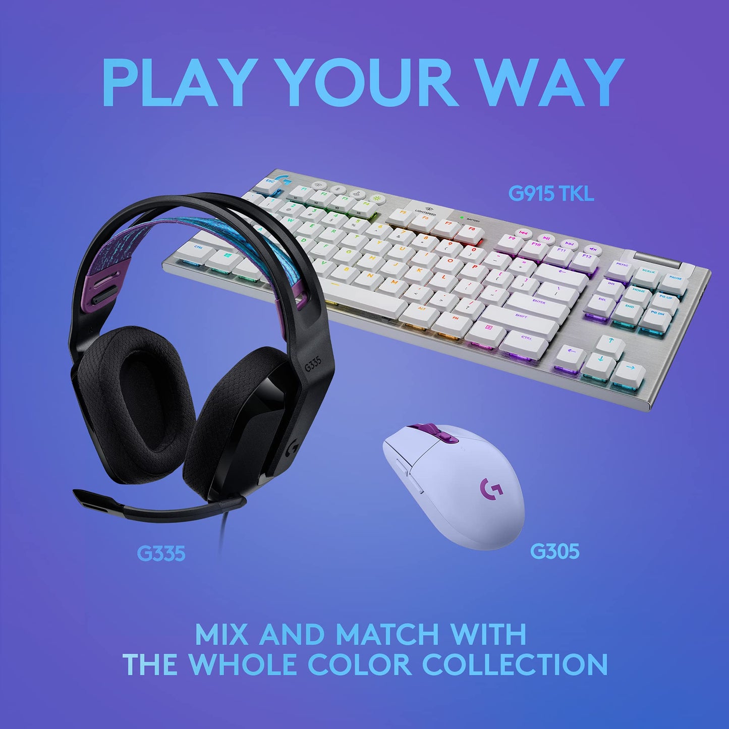 Logitech G535 Lightspeed Wireless Gaming Headset - Lightweight on-Ear Headphones, flip to Mute mic, Stereo, USB Rechargeable - Black