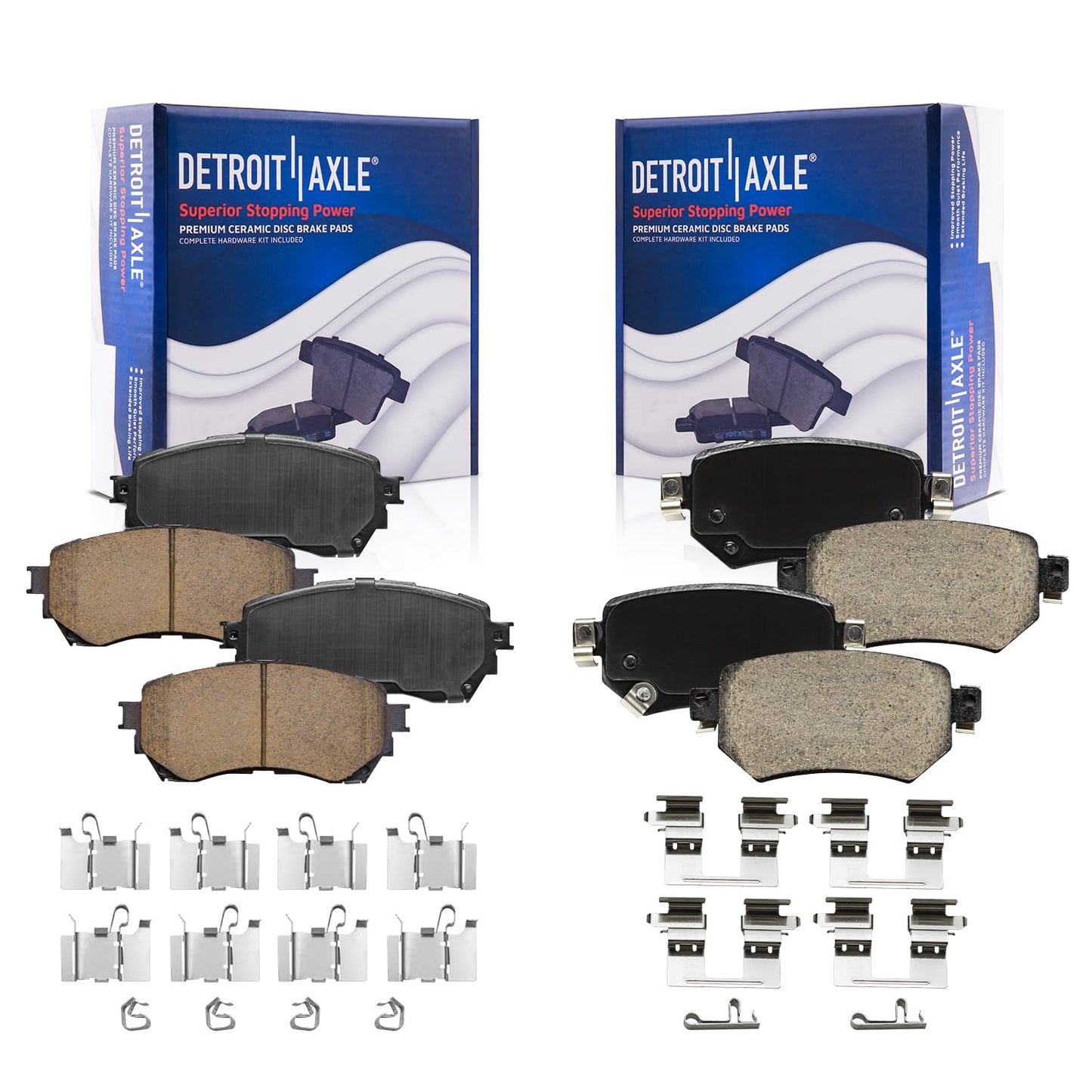Detroit Axle - 4WD Brake Kit for 2012-2022 Ford F-250 Super Duty 2013-2022 F-350 Super Duty, 14.29" inch Front Rear Drilled Slotted Brake Rotors Ceramic Brakes Pads Replacement