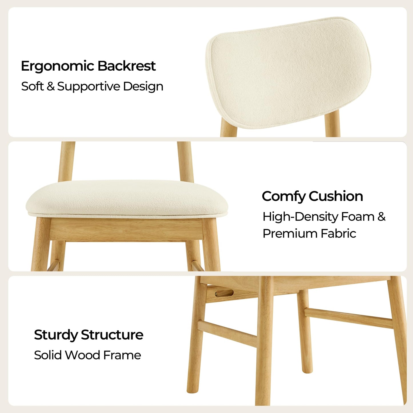 CHITA Soild Wood Dining Chairs Set of 4, Mid Century Modern Walnut Wood Kitchen Chairs with Curved Backrest, Dining Room Chair for Kitchen, Restaurant