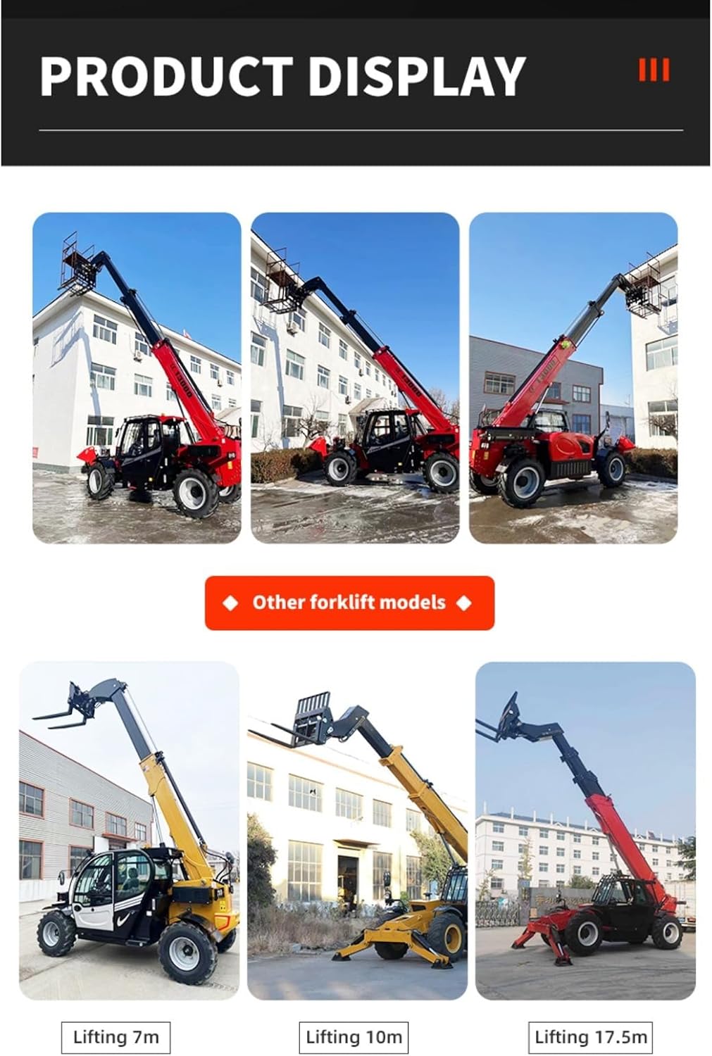 High-Reach Telescopic Forklift Loader – 4–10m Telehandler for Construction, Mining & Warehouse Use