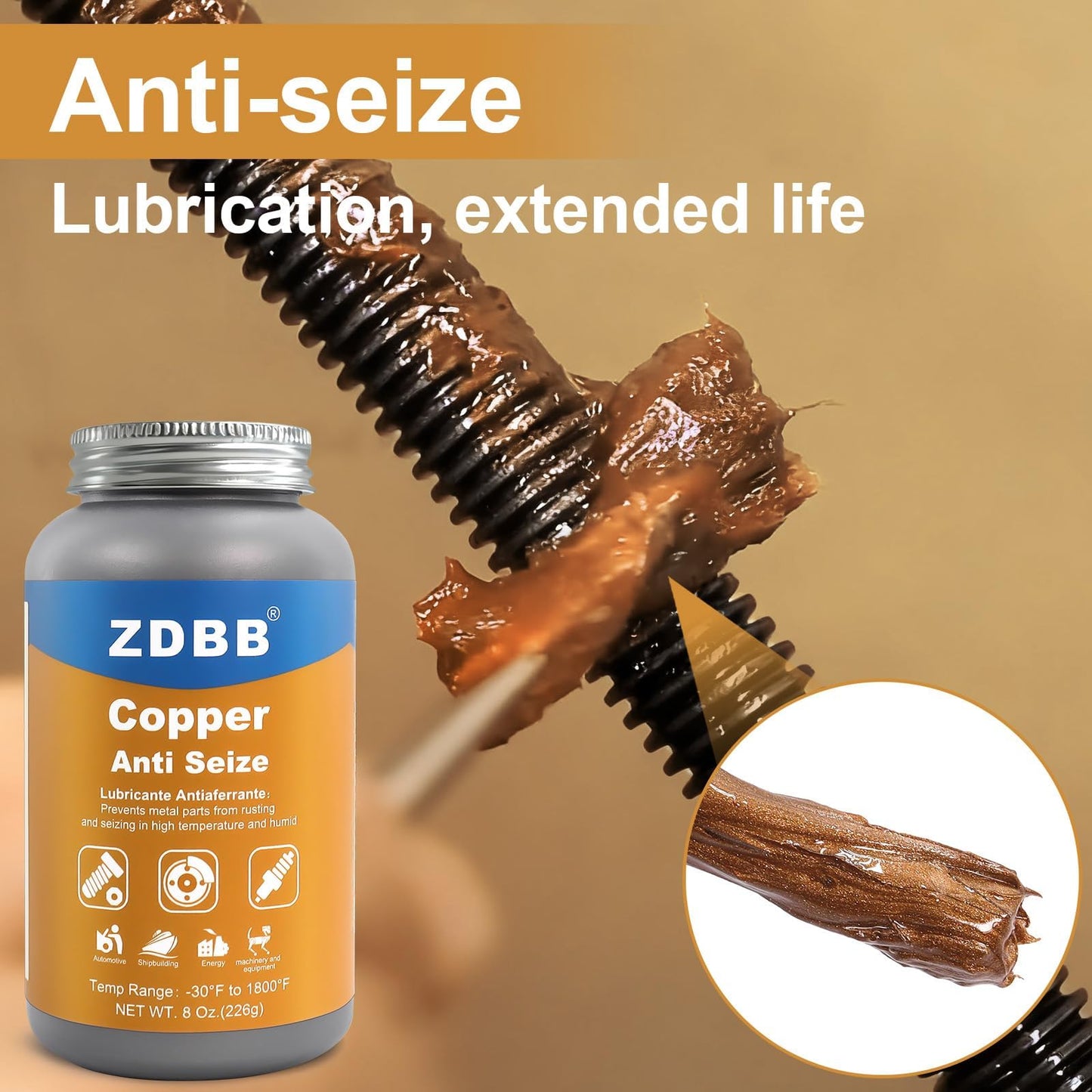 ZDBB Brake Silicone Grease Brake Caliper Guide Pin Lubricant High Temperature Caliper & Pad Lube, Waterproof, Safe for Rubber O-Rings Automotive Grease for Quiet & Smooth Braking 1oz (1-Pack)