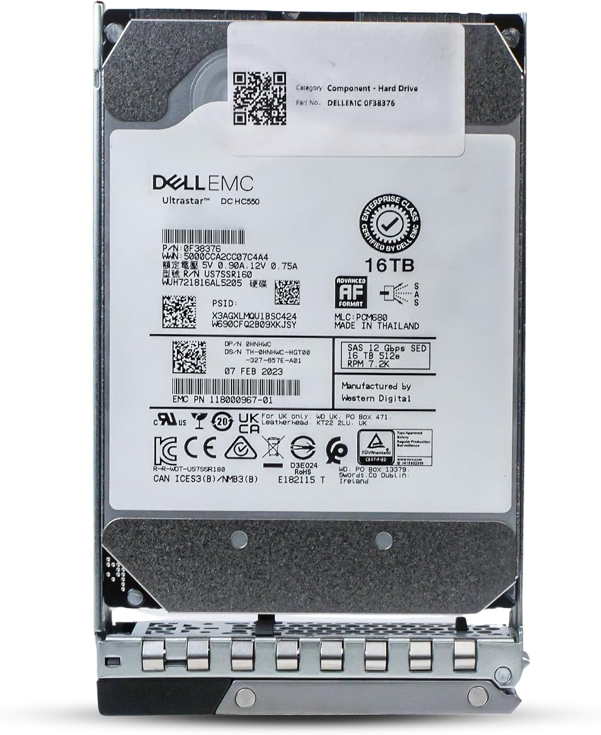 Dell 16TB 7.2K RPM SAS 12Gb/s 512e 3.5in Enterprise PowerEdge Hard Drive for R440 R750 R450 T150 R470 T560 T40 R250 R740 R640 T550 T350 R540 R840 ME4024 R650XS R350 R340 0HNHWC G16 (Renewed)