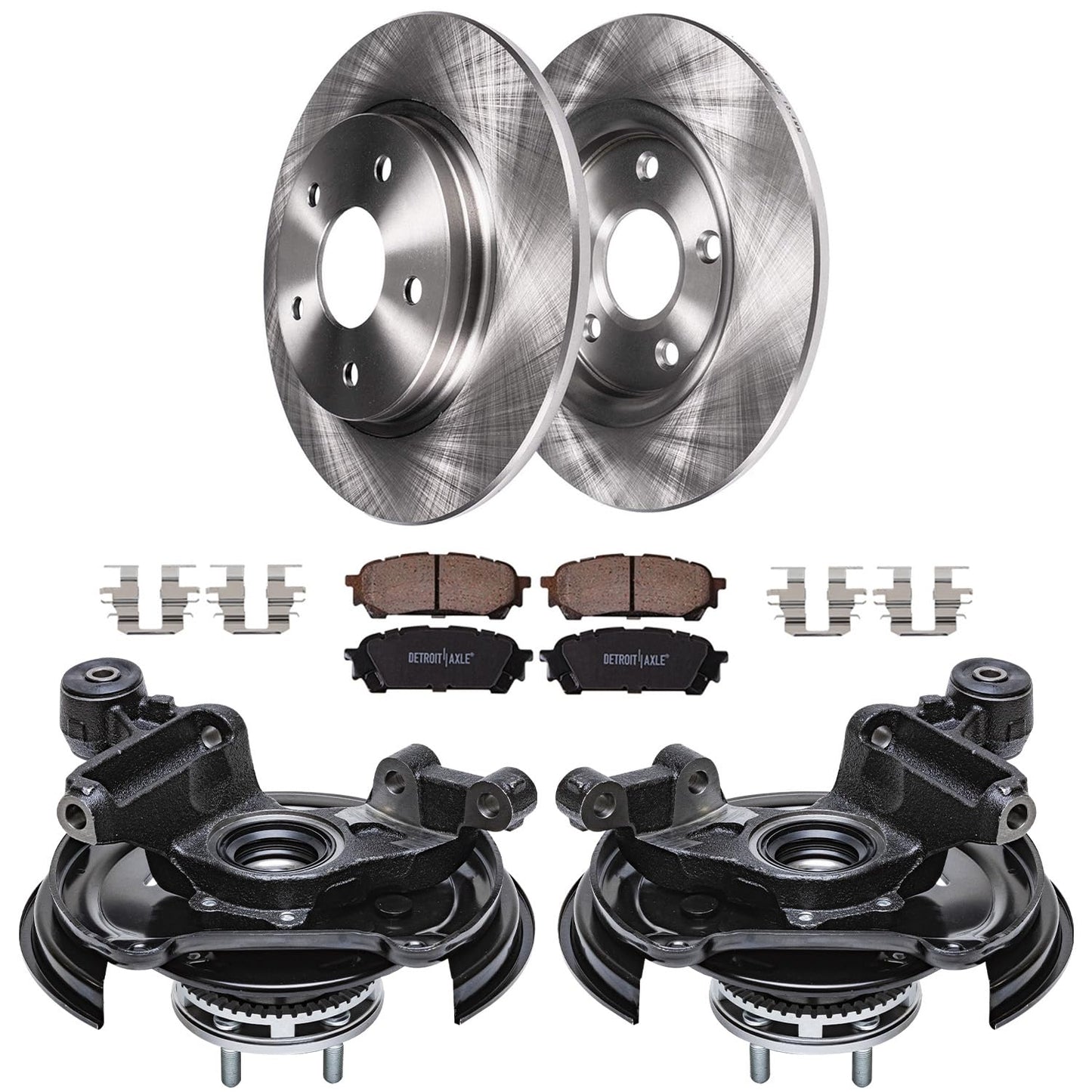 Detroit Axle - Kit de freno trasero para Dodge Grand Caravan Journey Chrysler Town & Country Frenos de repuesto Rotores y pastillas de freno de cerámica: Rotor de 12.91 pulgadas