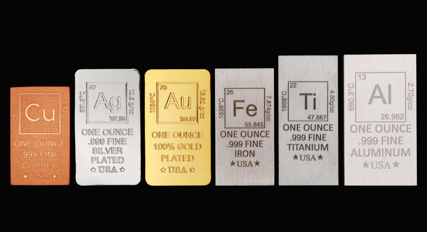 1 oz Silver Plated Bar (Flat Style) .999 Pure Paperweight - Element Design with Certificate of Authenticity