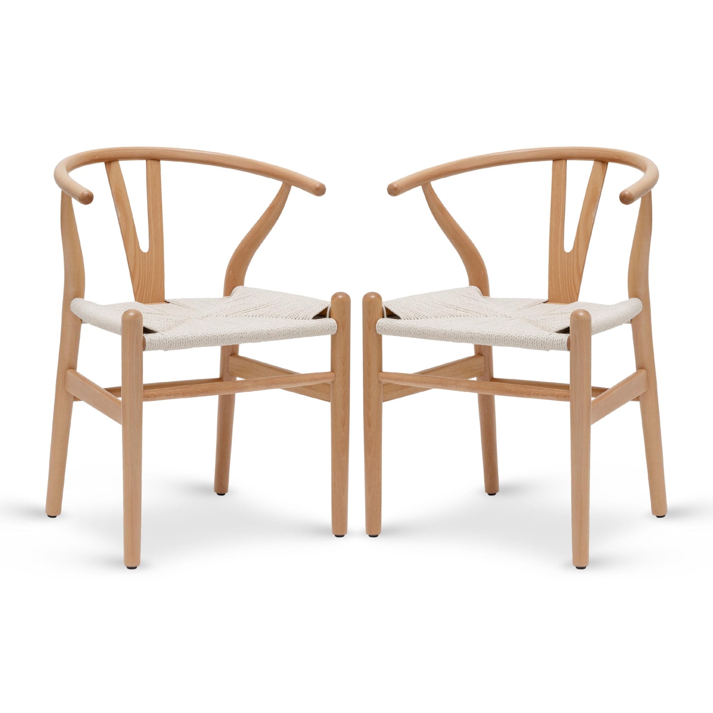 POLY & BARK Weave Dining Chair – Mid-Century Modern Wishbone Dining Chair with Arms, Solid Wood Frame, Indoor Use – Black – Single - Ideal for Dining Room, Kitchen or Stylish Accent Setting