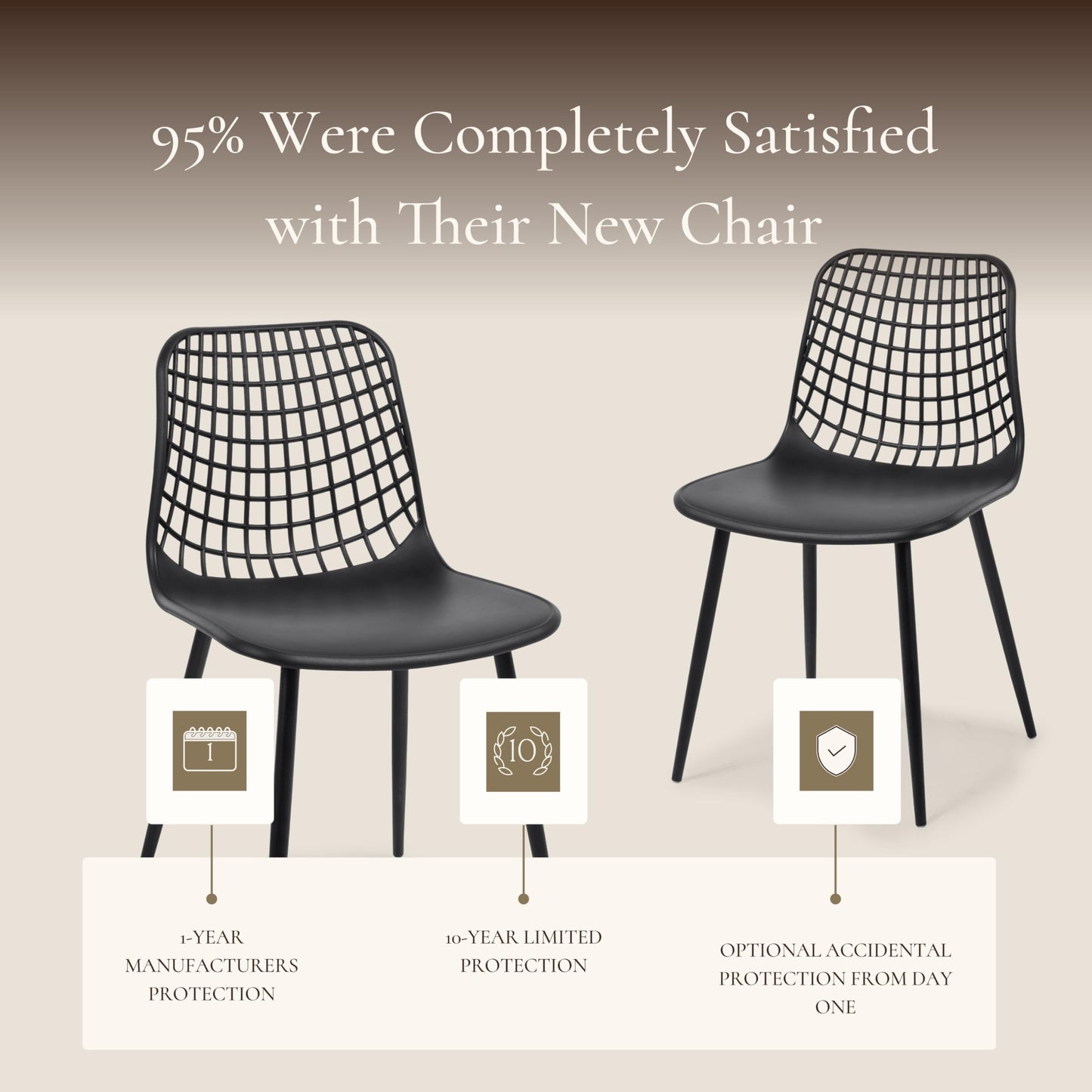 POLY & BARK Isla Modern Dining Chairs Set of 4 – Mid Century Modern Plastic Dining Chair with Metal Legs – Kitchen & Dining Room Chairs – Indoor/Outdoor – White