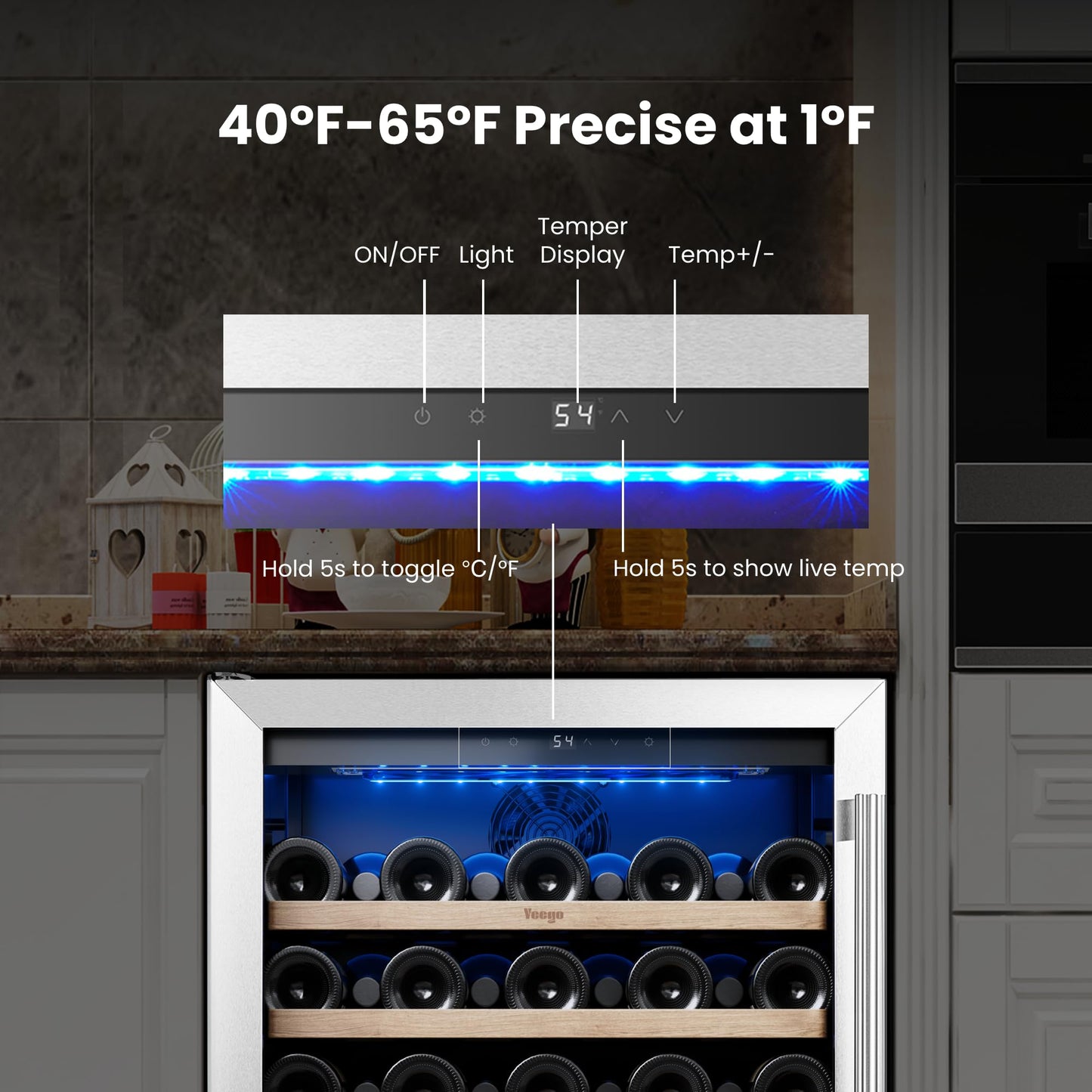 Yeego 24'' Wine Cooler Refrigerator - 52 Bottles Wine Fridge, 40-65°F Dual Zone Wine Refrigerator With Glass Door, Built-In/Freestanding/Under Counter, Adjustable Shelves Fridge for Home Bar Office