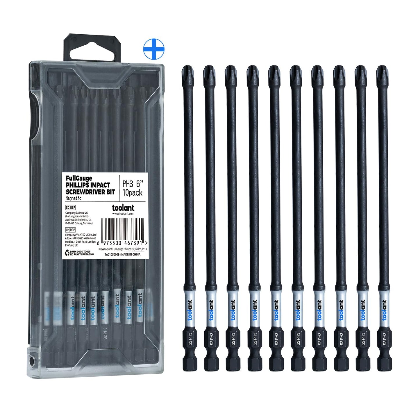 toolant 2 Inch Phillips Bit#2 Magnetic Anti Slip Impact Screwdriver Bits Set(10Pack)