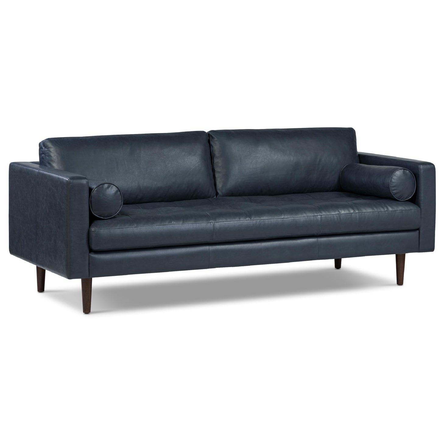 POLY & BARK Napa 82" Leather Pull‑Out Sleeper Sofa – Full‑Grain Italian Leather Upholstery,Tri‑Layer Mattress & Storage Console –Sophisticated Multi‑Functional Sofa Bed for Living Rooms & Guest Spaces