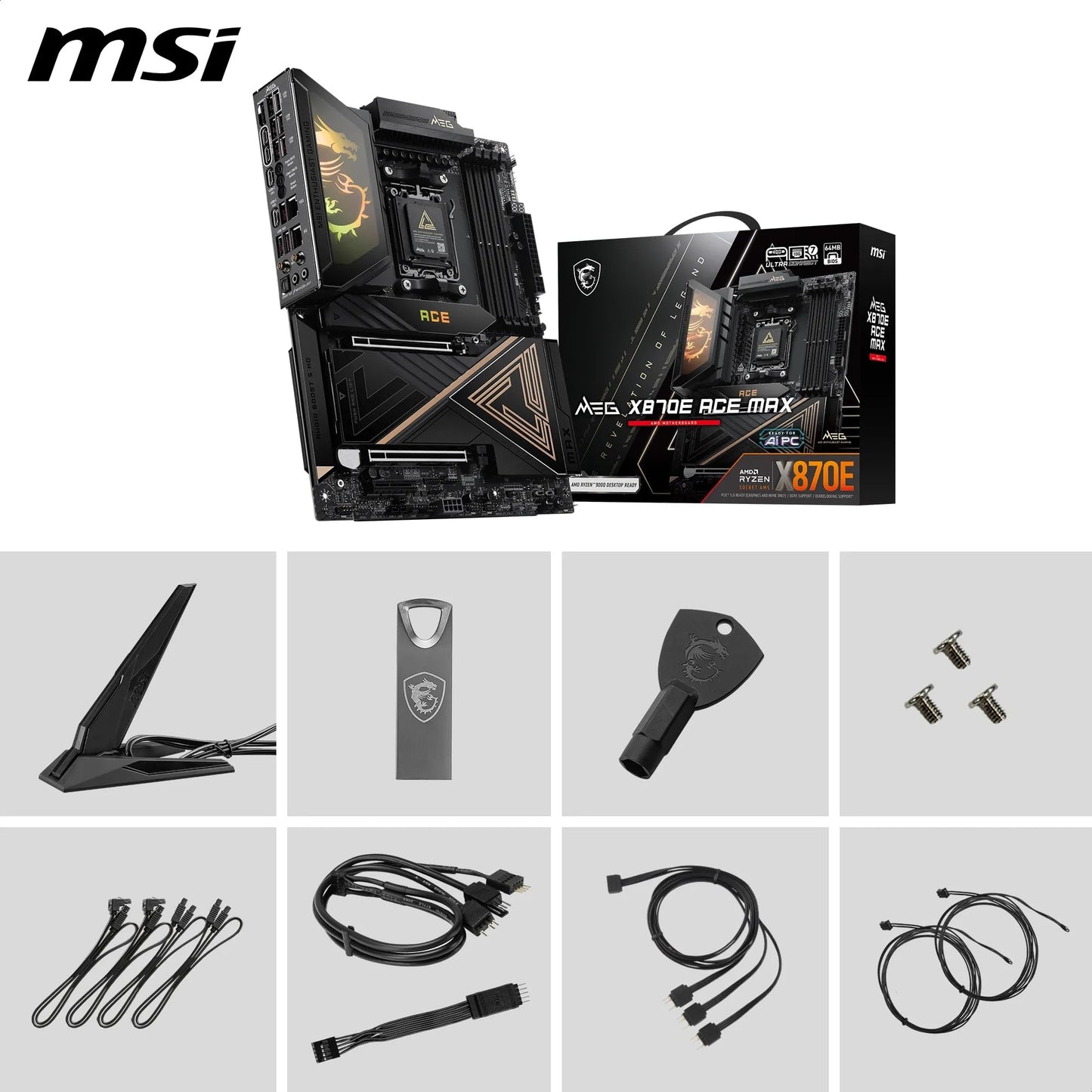 MSI MPG X870E Carbon WiFi Gaming Motherboard (AMD Ryzen 9000/8000/7000 Series Processors, AM5, DDR5, PCIe 5.0, M.2 Gen5, SATA 6Gb/s, USB 40Gbps, HDMI, Wi-Fi 7, Bluetooth 5.4, 5Gbps LAN, ATX)