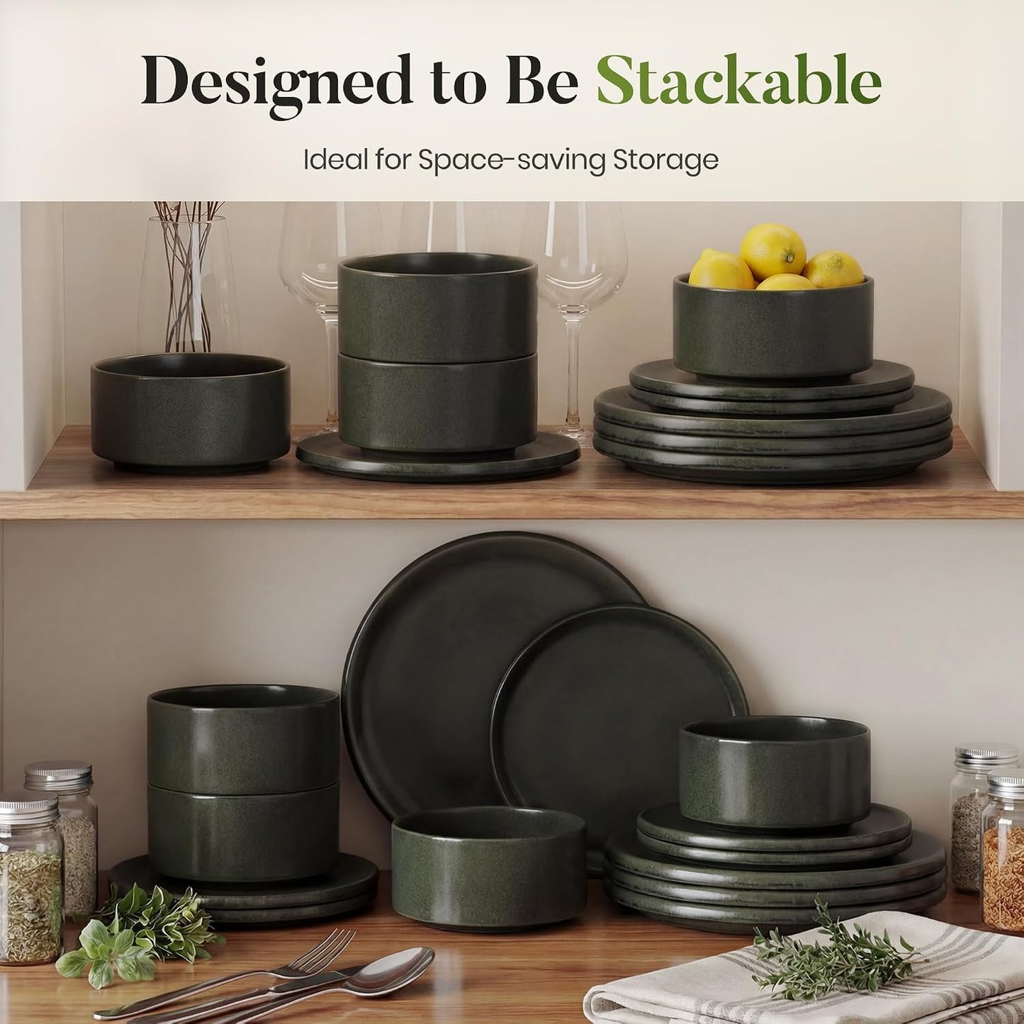 Kitchen Academy 30Pcs Bakeware & Cookware Set + 24 Pcs Stoneware Dinnerware Sets for 8