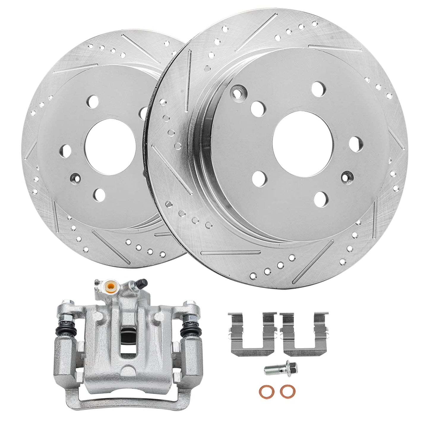 Detroit Axle - Front Brake Kit for Chevy GMC Silverado Sierra 2500HD 3500, Avalanche 2500, Sierra 3500HD, Express Savana 3500 4500 Drilled Disc Brakes Rotors Ceramic Brake Pads Replacement:12.8" inch