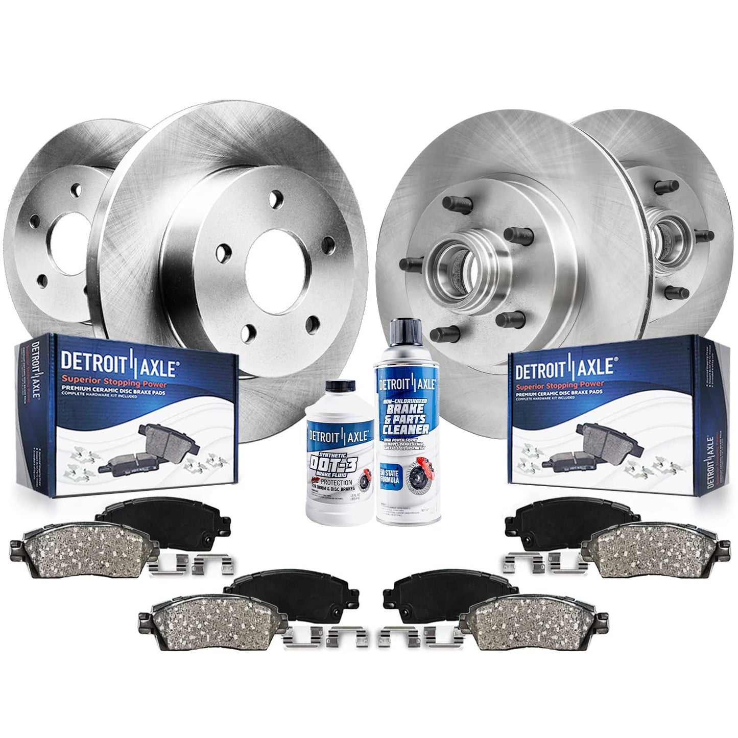 Detroit Axle - 6 Lugs Brake Kit for 12-20 Ford F-150 [with Manual Parking Brake] Ceramic Brakes Pads 2012 2013 2014 2015 2016 2017 2018 2019 2020: 13.78'' inch Front and 13.70'' inch Rear Brake Rotors