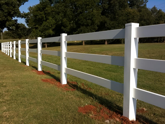 3-Rail Vinyl Ranch Post & Cap - Vinyl Fence Warehouse (3-Rail Ranch Line Post/Cap)