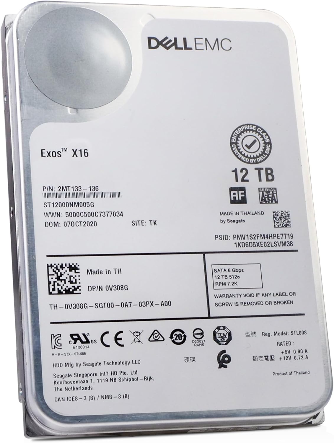 Dell/Seagate Exos X16 12TB ST12000NM005G 7.2K RPM SATA 6Gb/s 512e 3.5" Enterprise Hard Drive (Renewed)
