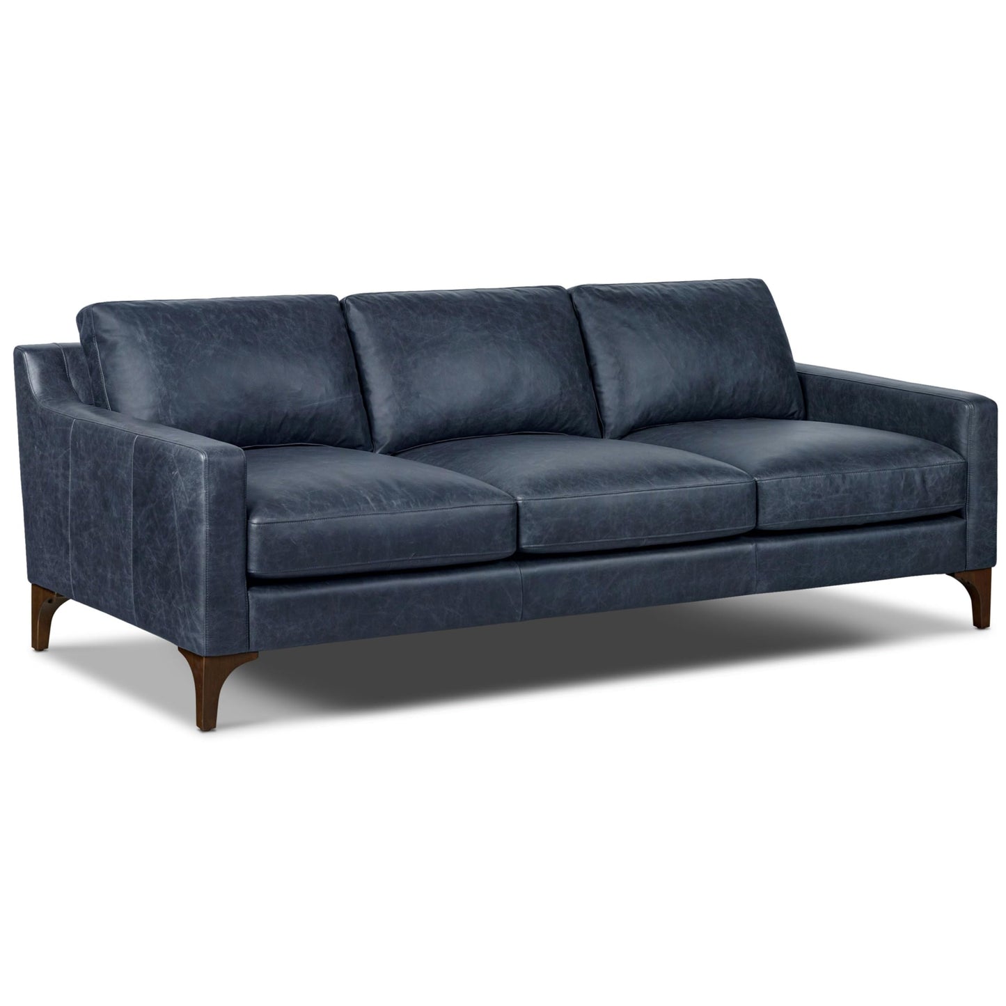 POLY & BARK Sorrento 86" Sofa – Cognac Tan Full-Grain Pure-Aniline Italian Leather, Feather-Down Cushions, Solid Wood Frame & Walnut Legs