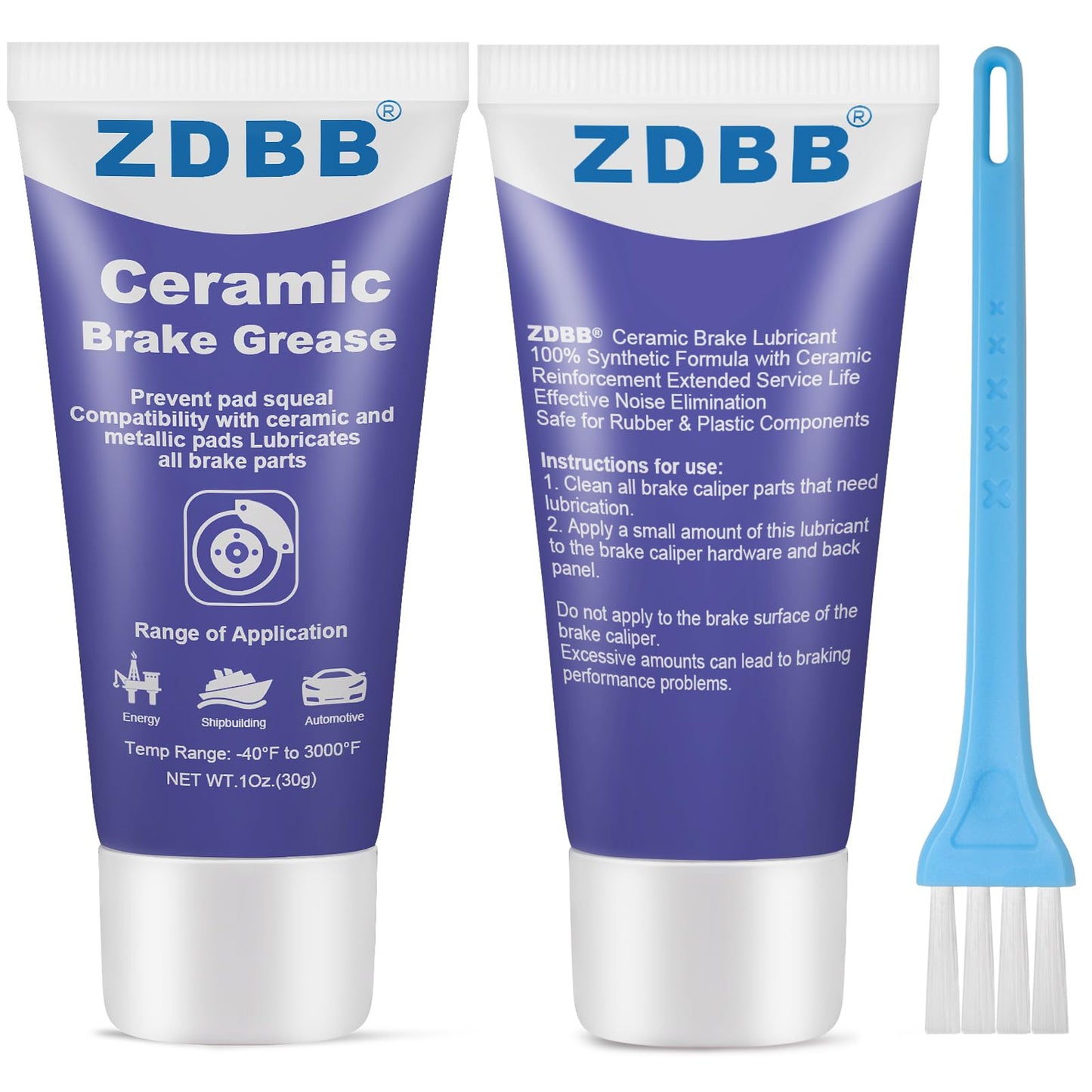 ZDBB Brake Silicone Grease Brake Caliper Guide Pin Lubricant High Temperature Caliper & Pad Lube, Waterproof, Safe for Rubber O-Rings Automotive Grease for Quiet & Smooth Braking 1oz (1-Pack)