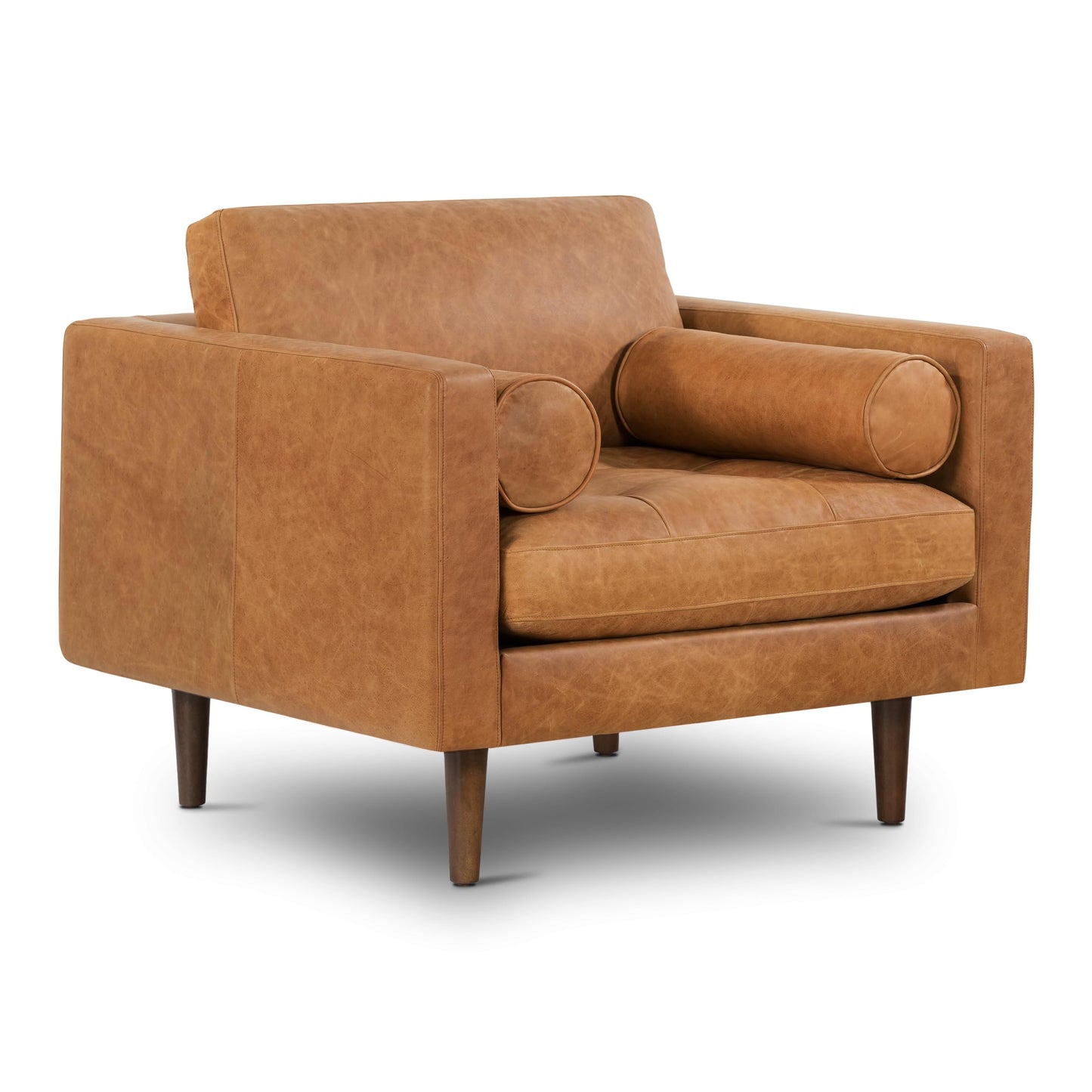 POLY & BARK Napa 82" Leather Pull‑Out Sleeper Sofa – Full‑Grain Italian Leather Upholstery,Tri‑Layer Mattress & Storage Console –Sophisticated Multi‑Functional Sofa Bed for Living Rooms & Guest Spaces