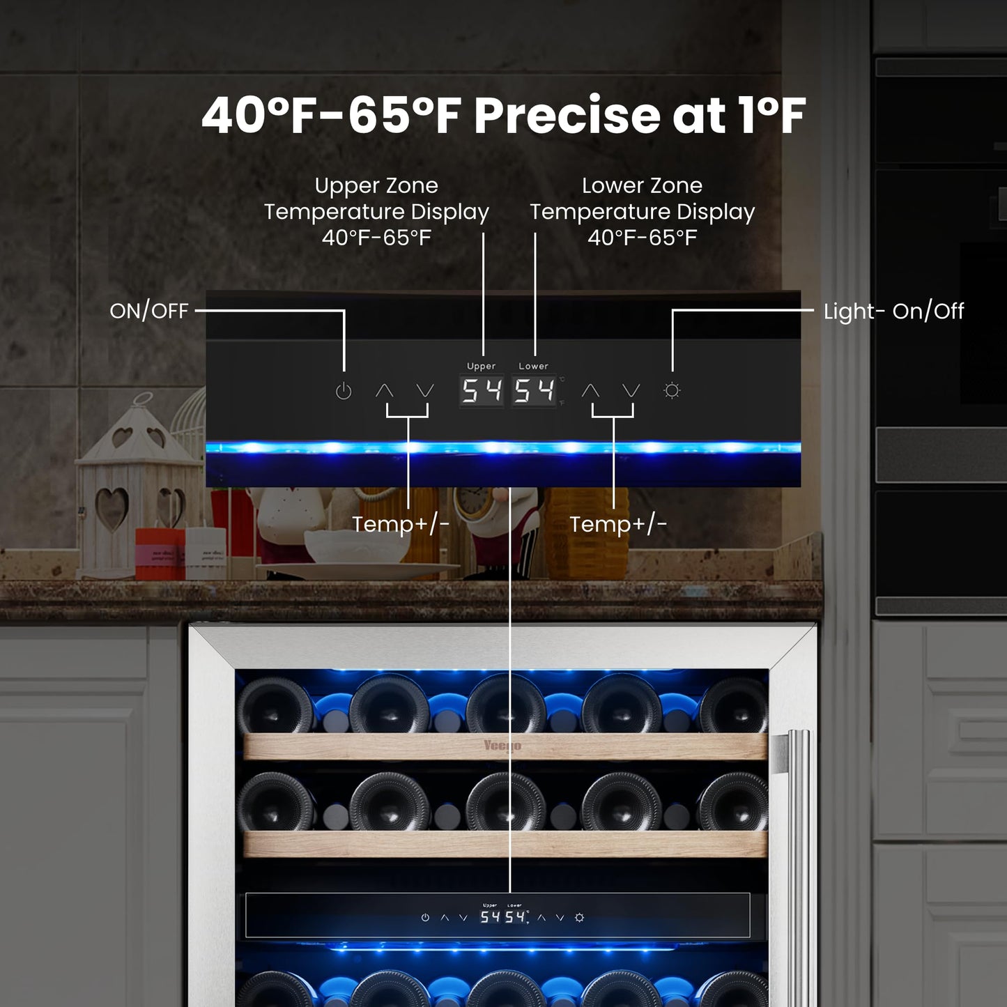 Yeego 24 Inch Wine Fridge Cooler - 52 Bottles Wine Cooler with Glass Door, 40-65℉ Built-In or Freestanding Refrigerator, Under Counter Wine Fridge for Kitchen Bar Office (Left-Hinged)