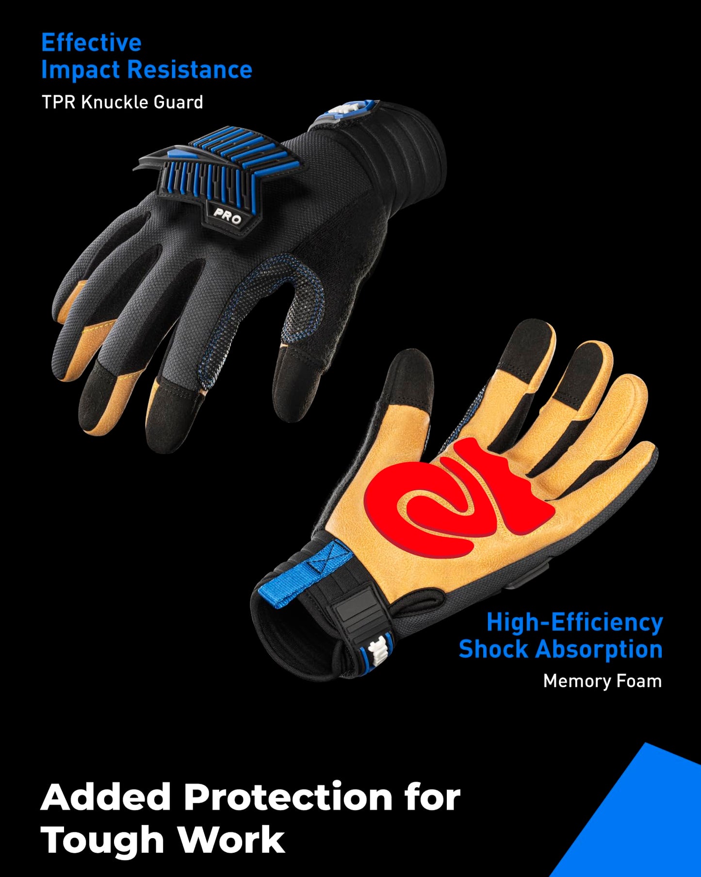 toolant Upgraded Waterproof Winter Work Glove with 3M Lining,Heavy Duty High Dexterity Leather Gloves,Touchscreen with Impact Protection