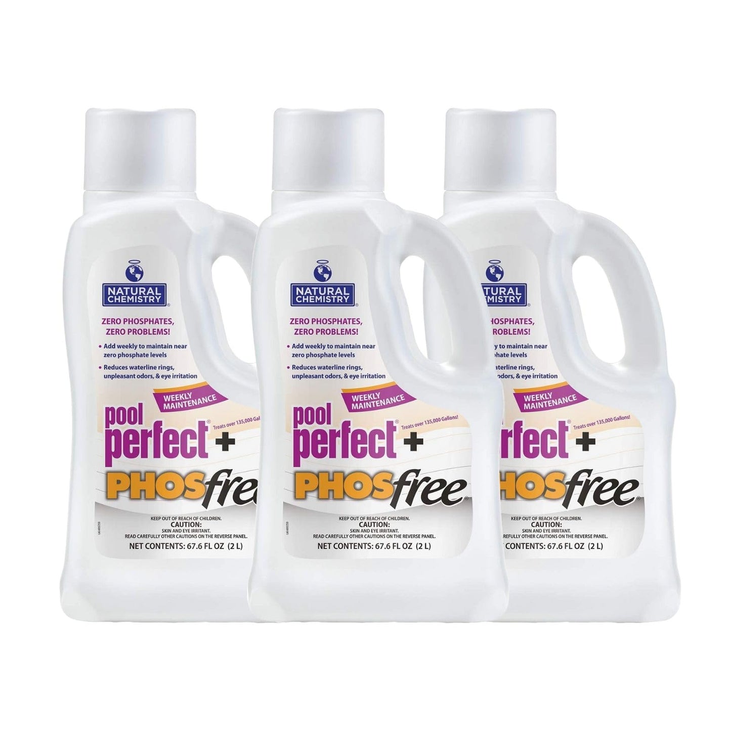 Natural Chemistry Pool Perfect + Phosfree, 3 Liter, Single Pack | Phosphate Remover, Reduces Waterline Rings, Unpleasant Odors & Eye Irritation