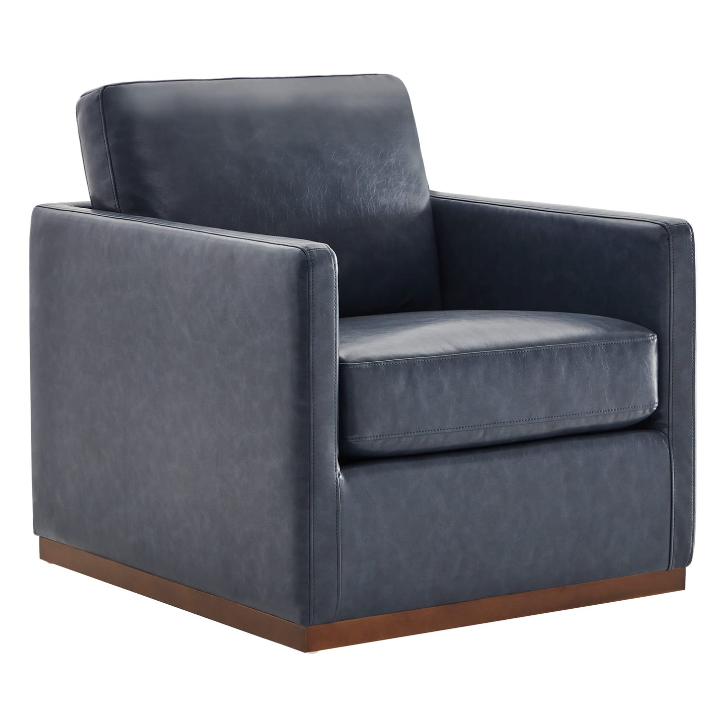 CHITA Genuine Leather Swivel Accent Chair, FSC Certified Mid Century Modern Arm Chair for Living Room and Bedroom, Fully Assembled, Saddle