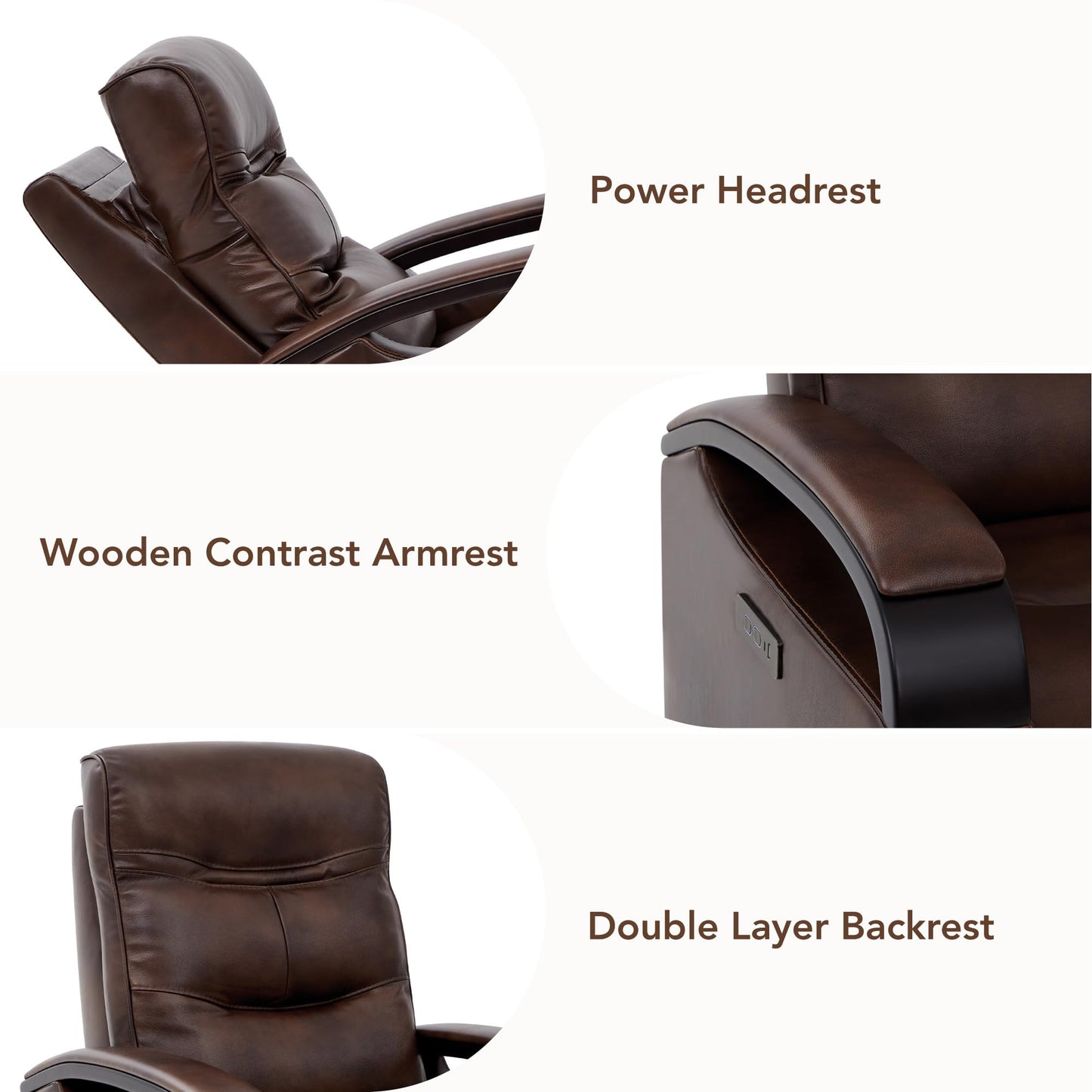 CHITA Genuine Leather Power Swivel Glider Rocker Recliner, FSC Certified Mid Century Modern Recliner Chair for Adults, Adjustable Power Headrest, for Nursery and Living Room, Cognac Brown