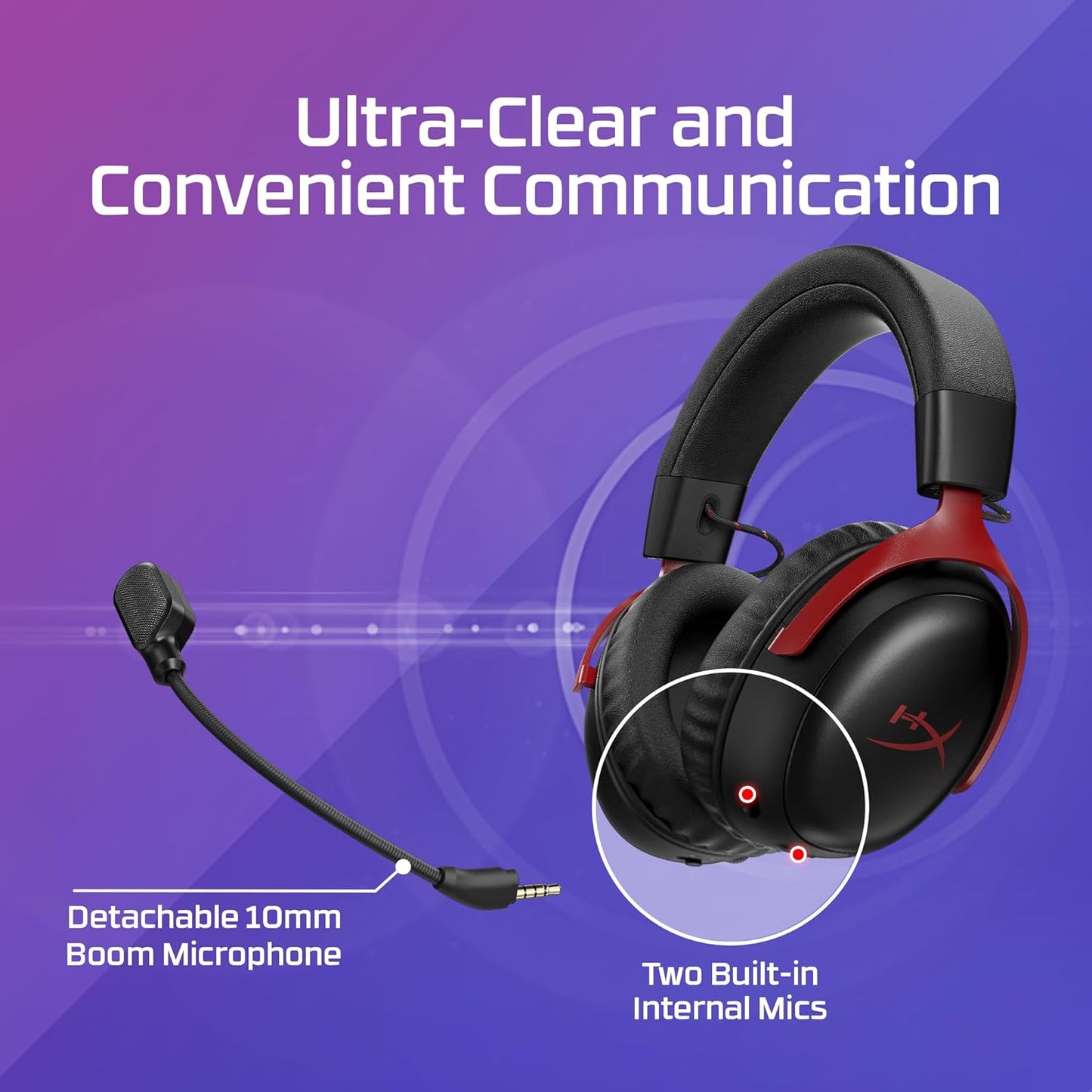 HyperX Cloud III S – Wireless Gaming Headset, 2.4GHz, Bluetooth, Battery Life up to 120 Hours 2.4GHz / 200 Hours Bluetooth, 53mm Angled Drivers, 10mm Detachable Mic, Customizable – Black/Red | 2.4GHz, Bluetooth, 53mm Angled Drivers, 10mm Detachable Mic