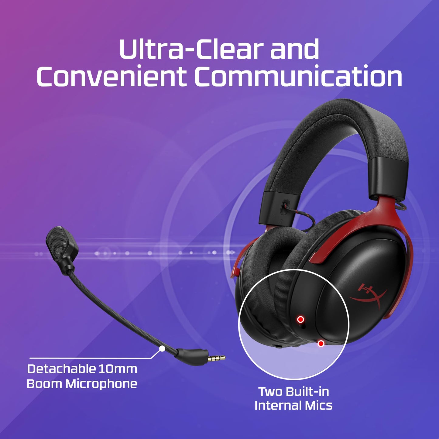 HyperX Cloud III S – Wireless Gaming Headset, 2.4GHz, Bluetooth, Battery Life up to 120 Hours 2.4GHz / 200 Hours Bluetooth, 53mm Angled Drivers, 10mm Detachable Mic, Customizable – Black/Red | 2.4GHz, Bluetooth, 53mm Angled Drivers, 10mm Detachable Mic