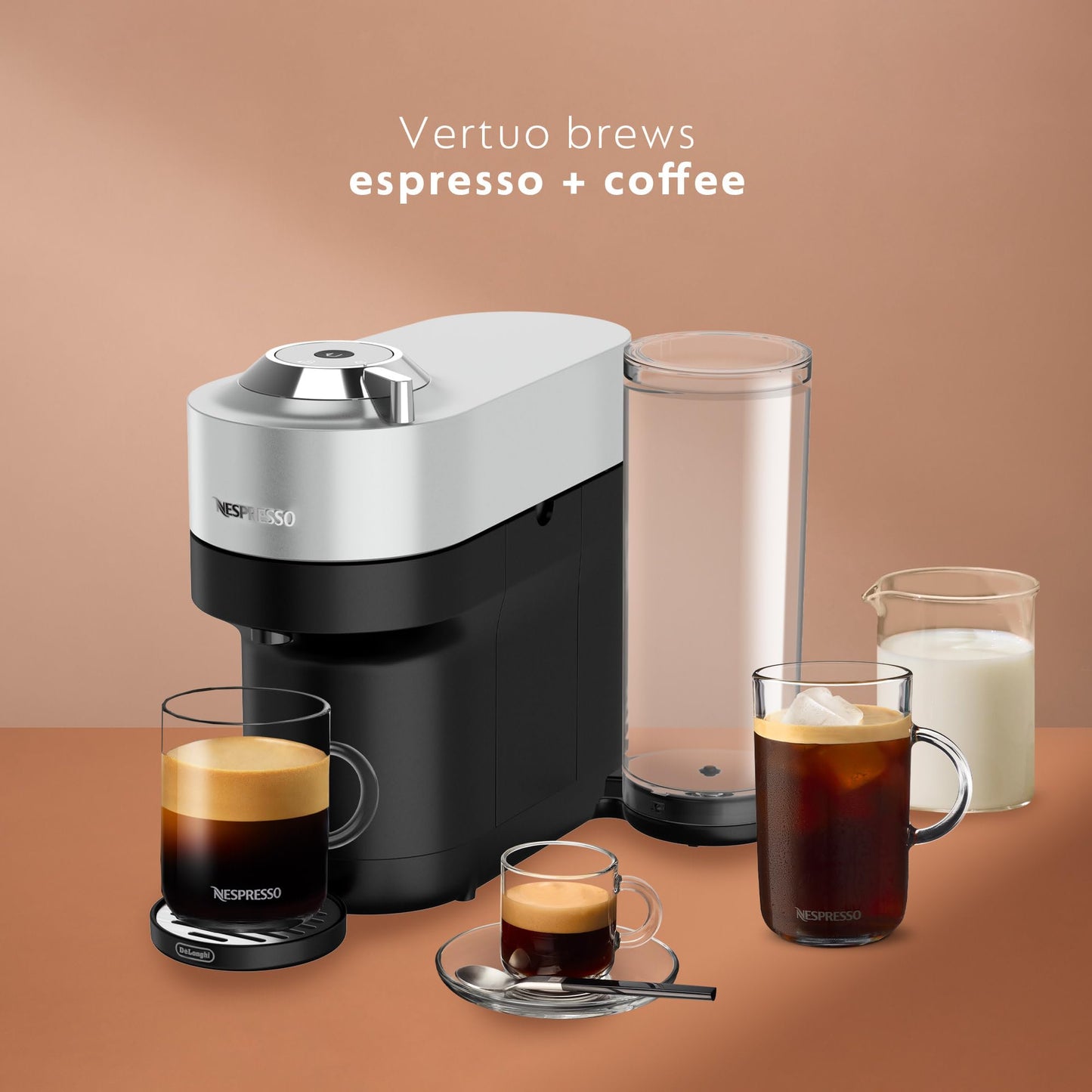 Nespresso Vertuo Pop+ Deluxe Coffee and Espresso Maker by De'Longhi, Black Matte Dark Chrome