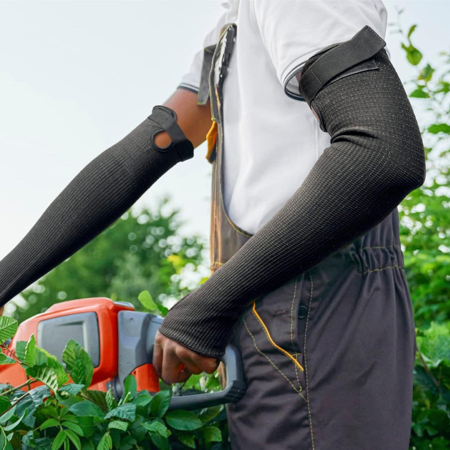 OriStout Cut Resistant Farmers Sleeves with Thumb Hole, Arm Protectors for Thin Skin and Bruising, for Gardening, Welding, Kitchen, Arm Guards for Biting, Pet Grooming, Grey, 1 Pair