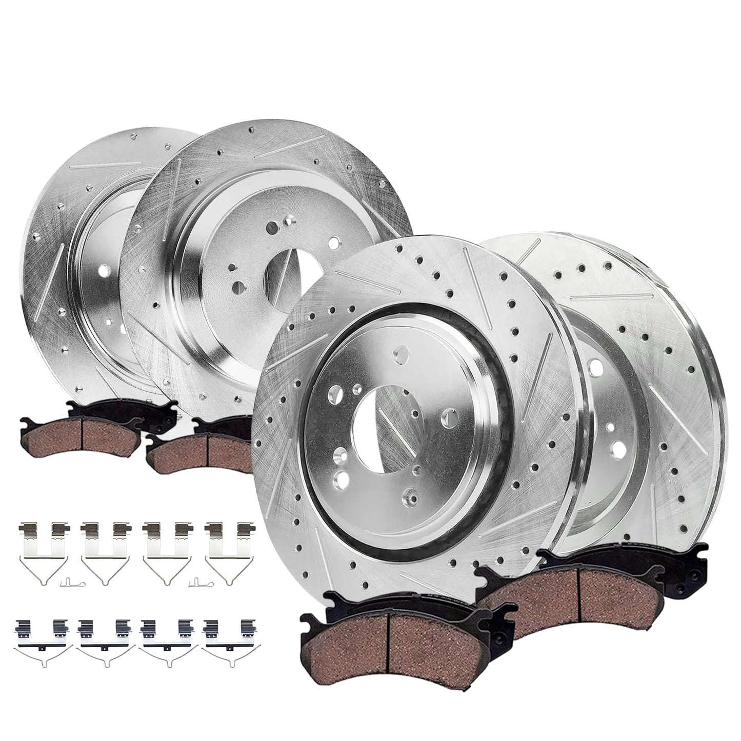 Detroit Axle - Brake Kit for 12-17 Toyota Camry 13-18 Avalon Lexus ES350 ES300h Drilled & Slotted Disc Brake Rotors 2014 2015 2016 2017 Ceramic Brakes Pads Front & Rear Replacement