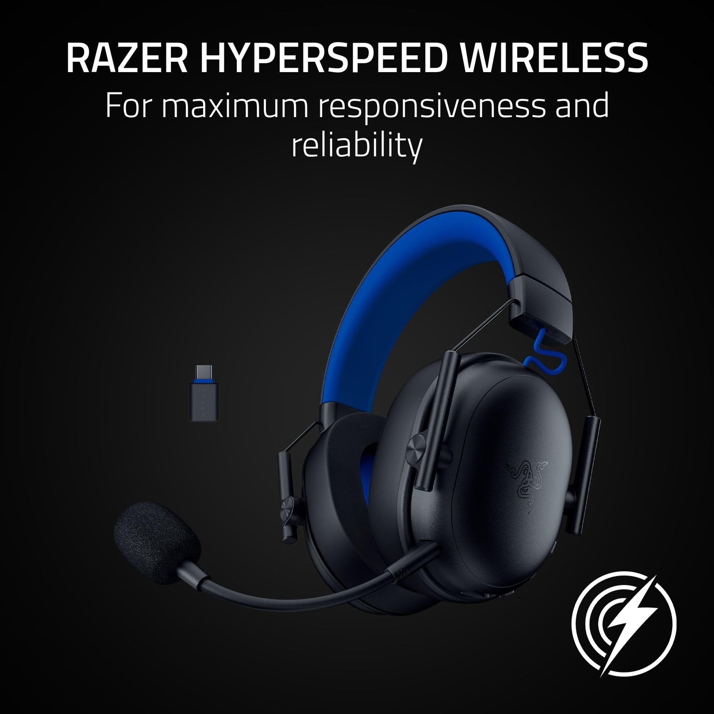 Razer BlackShark V3 X HyperSpeed Wireless Gaming Headset for PC: 50mm Drivers - Cardioid Mic - 2.4 GHz, Bluetooth, USB - Works with Mac, PS5, Nintendo Switch, Smartphone - 70 Hr Battery - Black