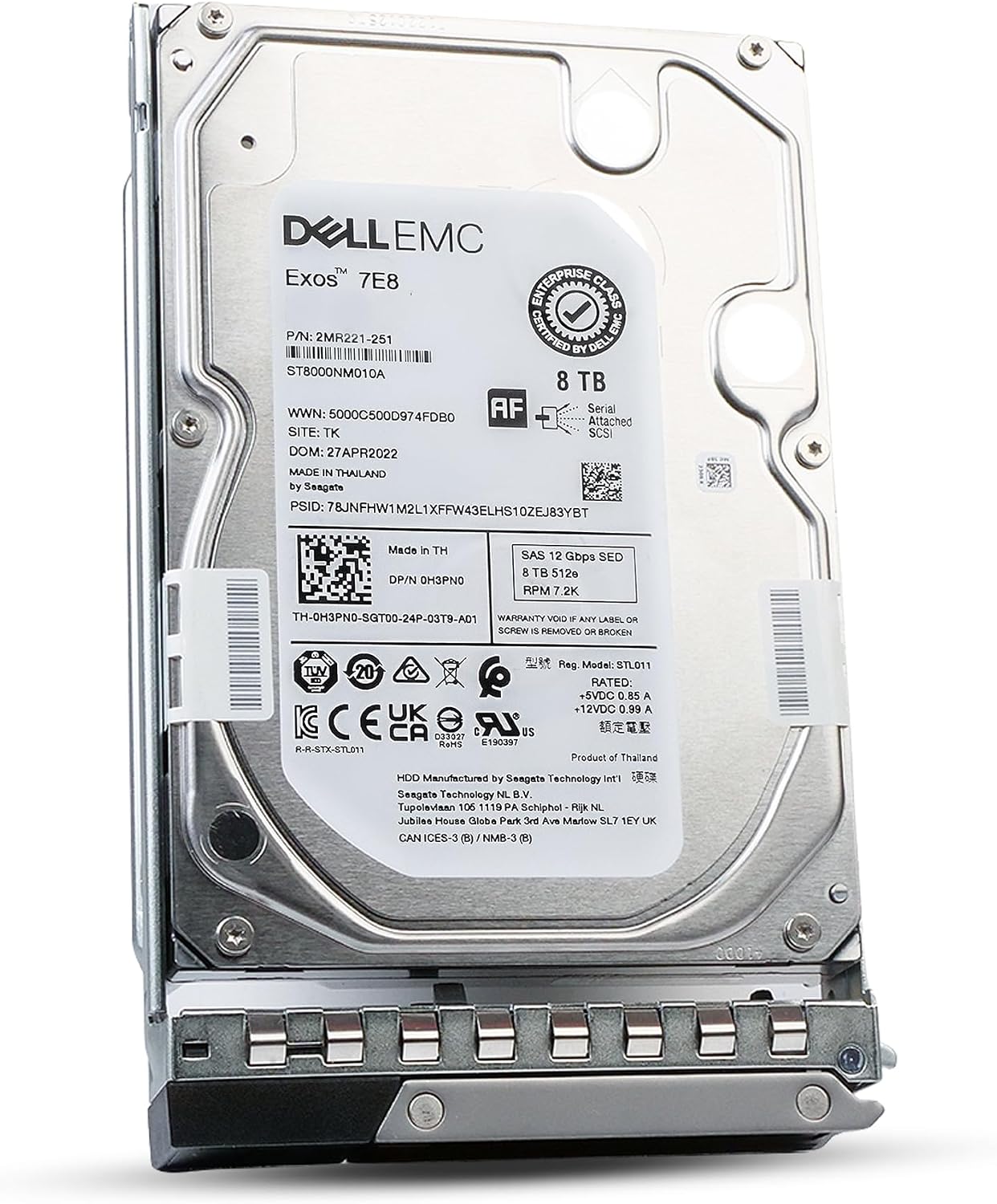 Dell 8TB 7200 RPM SAS 12Gb/s 512e 3.5in Enterprise PowerEdge Hard Drive for R440 R750 R450 T150 R470 T560 T40 R250 R740 R640 T550 T350 R540 R840 ME4024 R650XS R350 R340 0H3PN0 G16 (Renewed)
