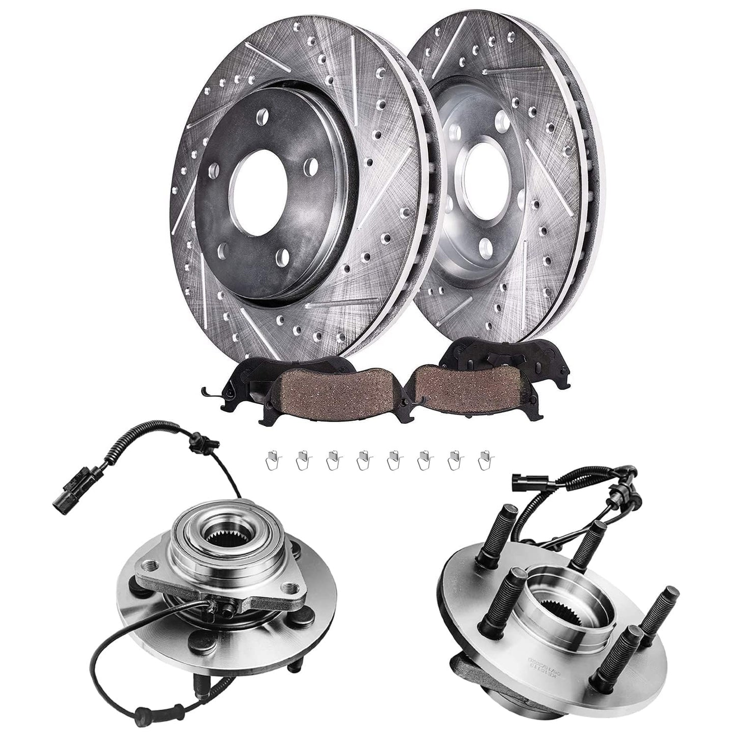 Detroit Axle - Rear Brake Kit for 1999-2006 Chevy GMC Sierra Silverado 1500, 00-01 Tahoe Yukon, 03-05 Astro Safari Replacement Drilled Slotted Disc Brake Rotors Ceramic Brakes Pads: 12.78" inch Rotor