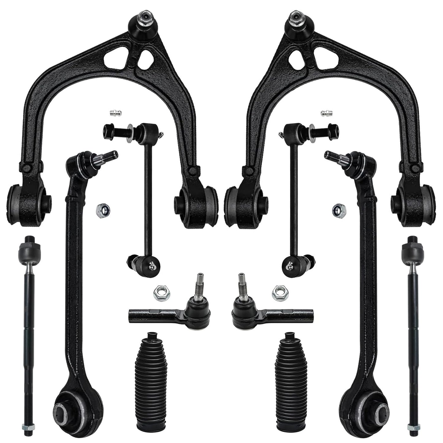 Detroit Axle - 12pc Front End Kit for 07-13 Chevy Silverado 1500 GMC Sierra | Suburban Yukon XL 1500 Tahoe Escalade ESV EXT, 2 Upper Control Arms 2 Sway Bars 4 Tie Rods 2 Lower Ball Joints 2 Boots