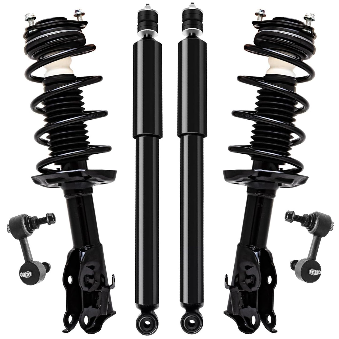 Detroit Axle - 6pc Struts Shocks Kit for 2014-2018 Chevy Silverado 1500 GMC Sierra 1500, 2 Front Struts w/Coil Springs 2 Sway Bars 2 Rear Shock Absorbers 2015 2016 2017 Replacement Suspension