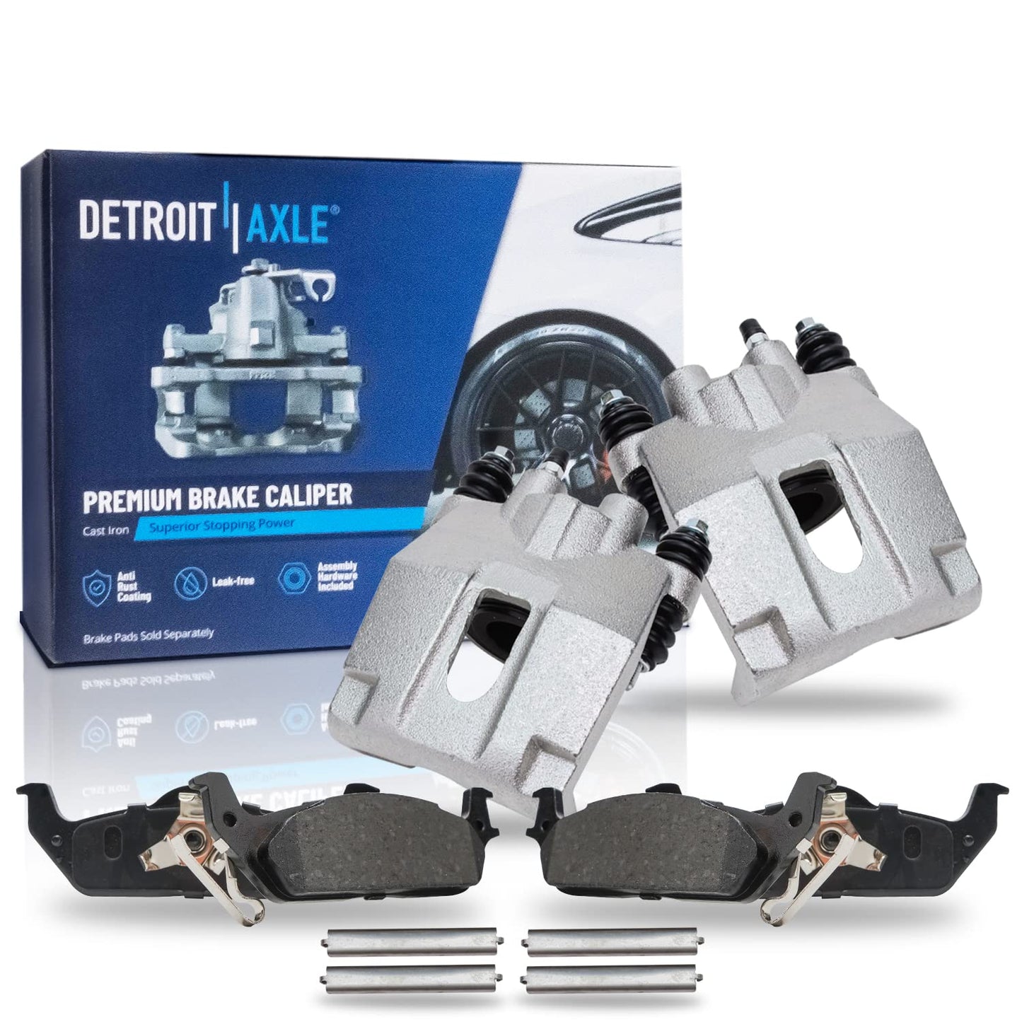 Detroit Axle - Front Brake Kit for 2012-2022 Ford F-250 Super Duty, 2013-2022 Ford F-350 Super Duty, 14.29" inch Drilled and Slotted Disc Brake Rotors Ceramic Brakes Pads Replacement