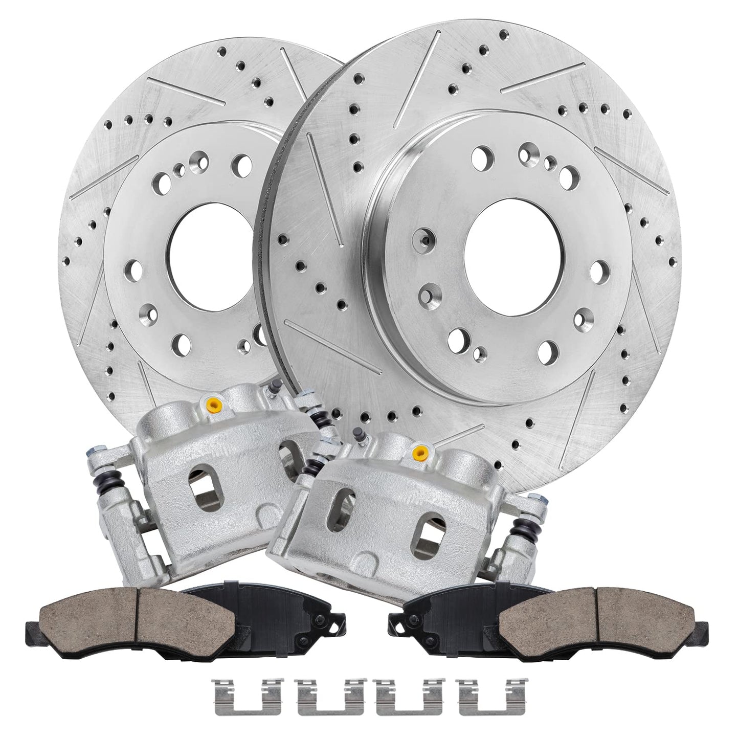 Detroit Axle - Rear Brake Kit for 1999-2006 Chevy GMC Sierra Silverado 1500, 00-01 Tahoe Yukon, 03-05 Astro Safari Replacement Drilled Slotted Disc Brake Rotors Ceramic Brakes Pads: 12.78" inch Rotor