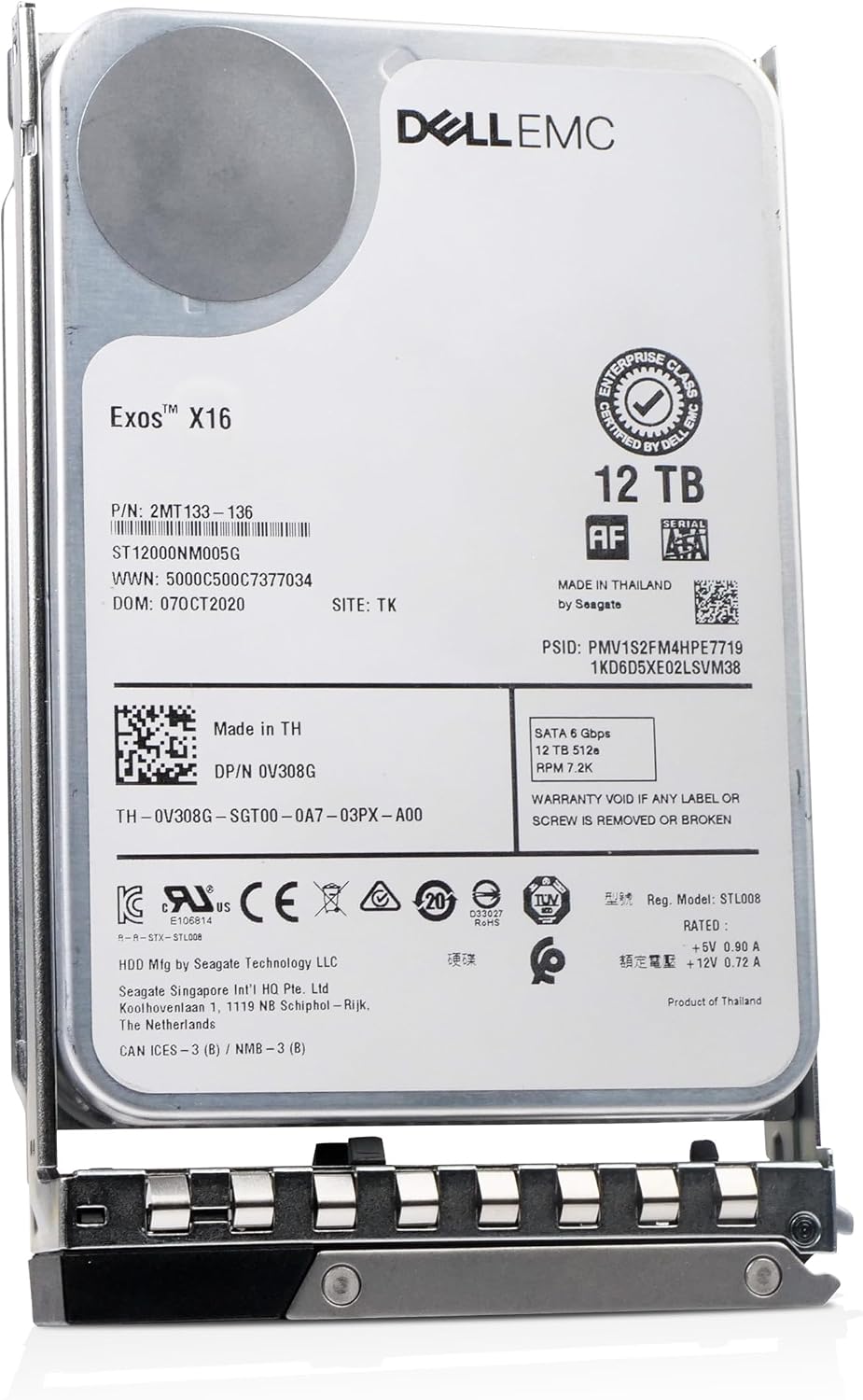 Dell 12TB 7.2K RPM SATA 6Gb/s 512e 3.5in Enterprise PowerEdge Hard Drive for: R440 R750 R450 T150 R470 T560 T40 R250 R740 R640 T550 T350 R540 R840 ME4024 R650XS R550 0V308G G16 (Renewed)