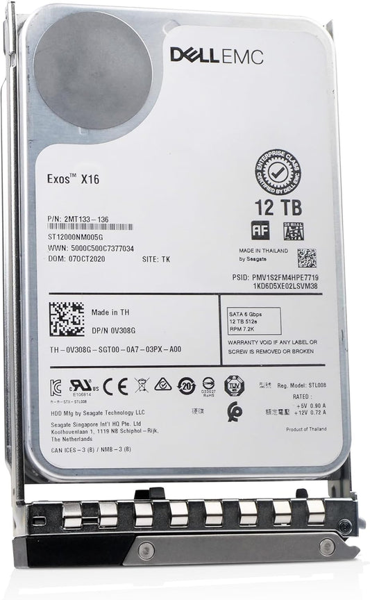 Dell 12TB 7.2K RPM SATA 6Gb/s 512e 3.5in Enterprise PowerEdge Hard Drive for: R440 R750 R450 T150 R470 T560 T40 R250 R740 R640 T550 T350 R540 R840 ME4024 R650XS R550 0V308G G16 (Renewed)