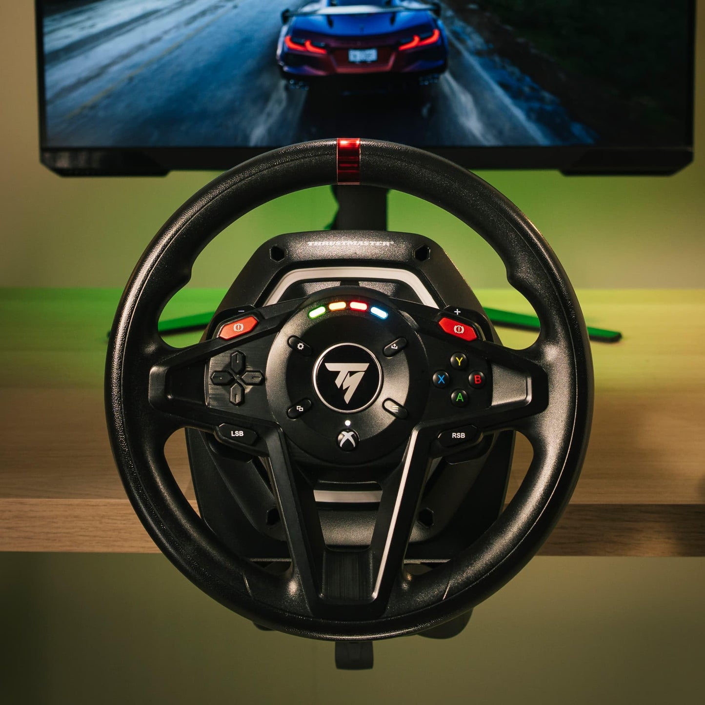 Thrustmaster T128 P Force Feedback Racing Wheel & Pedal Set - PS5 & PC | Magnetic paddle shifters, 900-degree rotation, hybrid drive, quick-attach desk clamp, for sim driving, farming & truck games