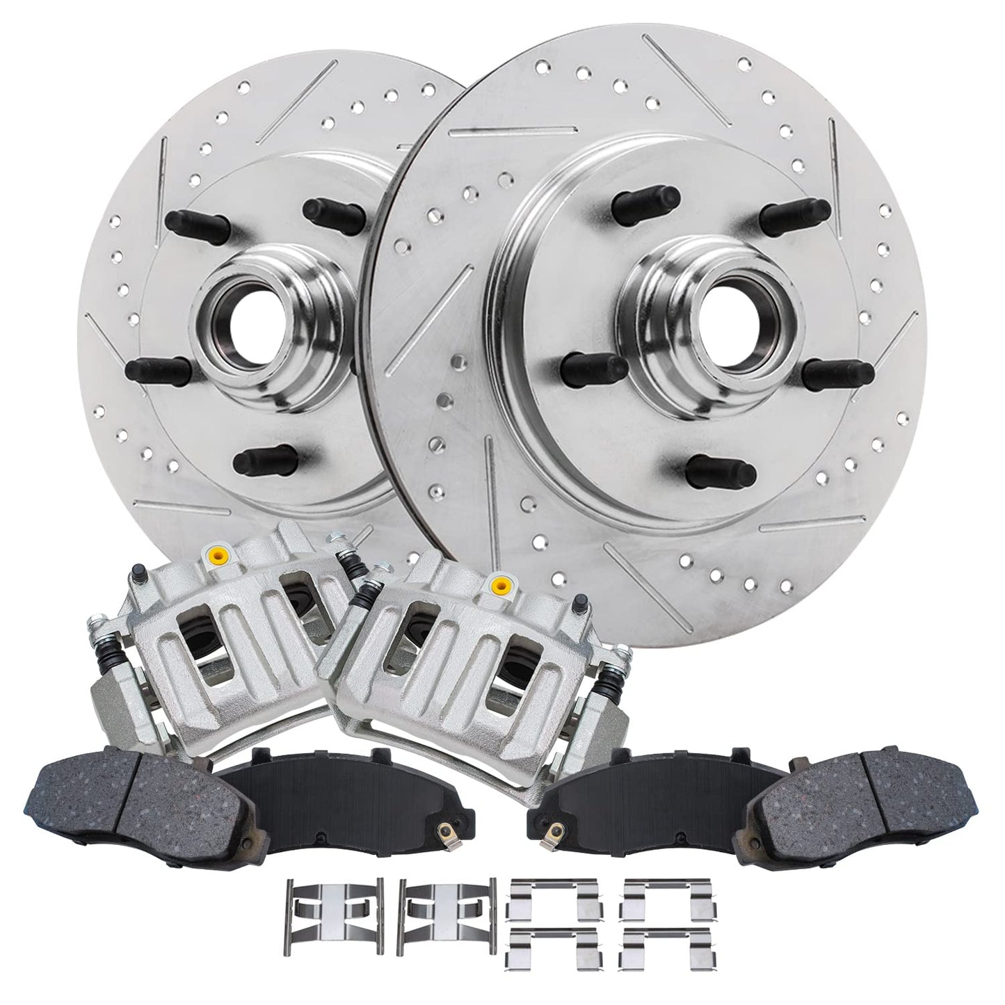 Detroit Axle - Rear Brake Kit for 1999-2006 Chevy GMC Sierra Silverado 1500, 00-01 Tahoe Yukon, 03-05 Astro Safari Replacement Drilled Slotted Disc Brake Rotors Ceramic Brakes Pads: 12.78" inch Rotor