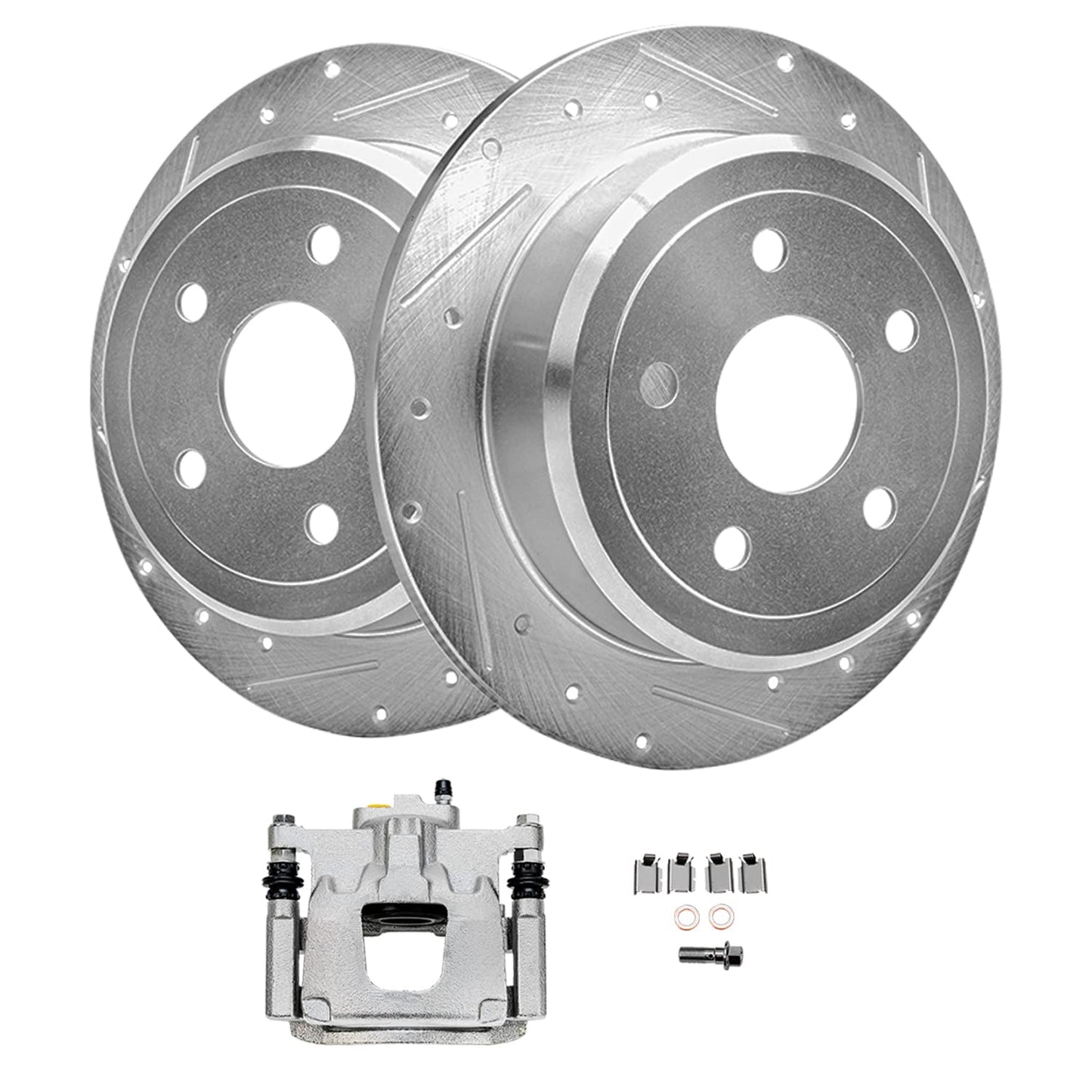 Detroit Axle - Front Brake Kit for Chevy GMC Silverado Sierra Suburban Express Savana 1500 Tahoe Yukon XL Escalade ESV EXT XTS Drilled & Slotted Brake Rotors Ceramic Brakes Pads : 12.99'' inch Rotor